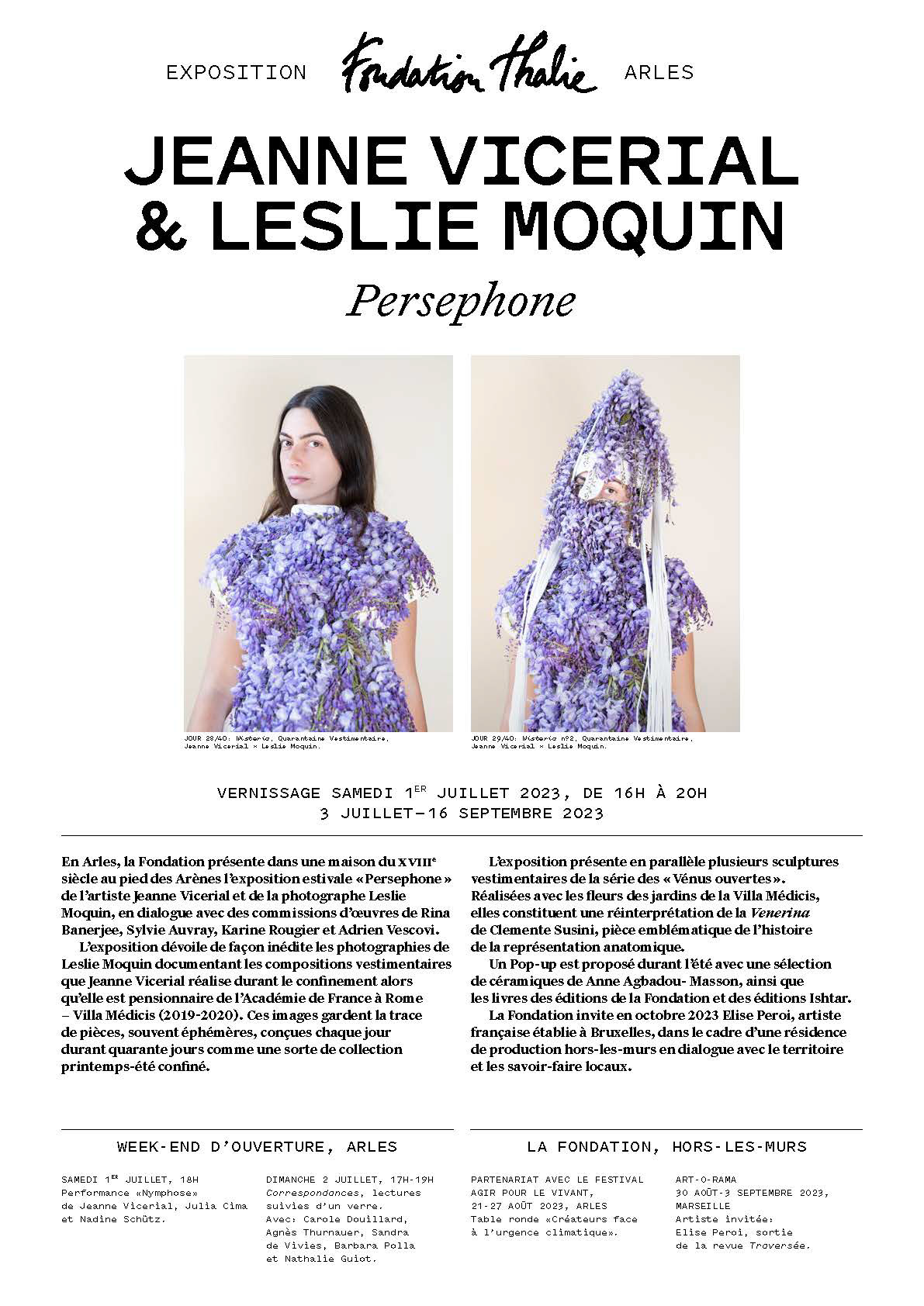 Exposition "Perséphone", Fondation Thalie, Arles, 2023 (commissariat Nathalie Guiot)