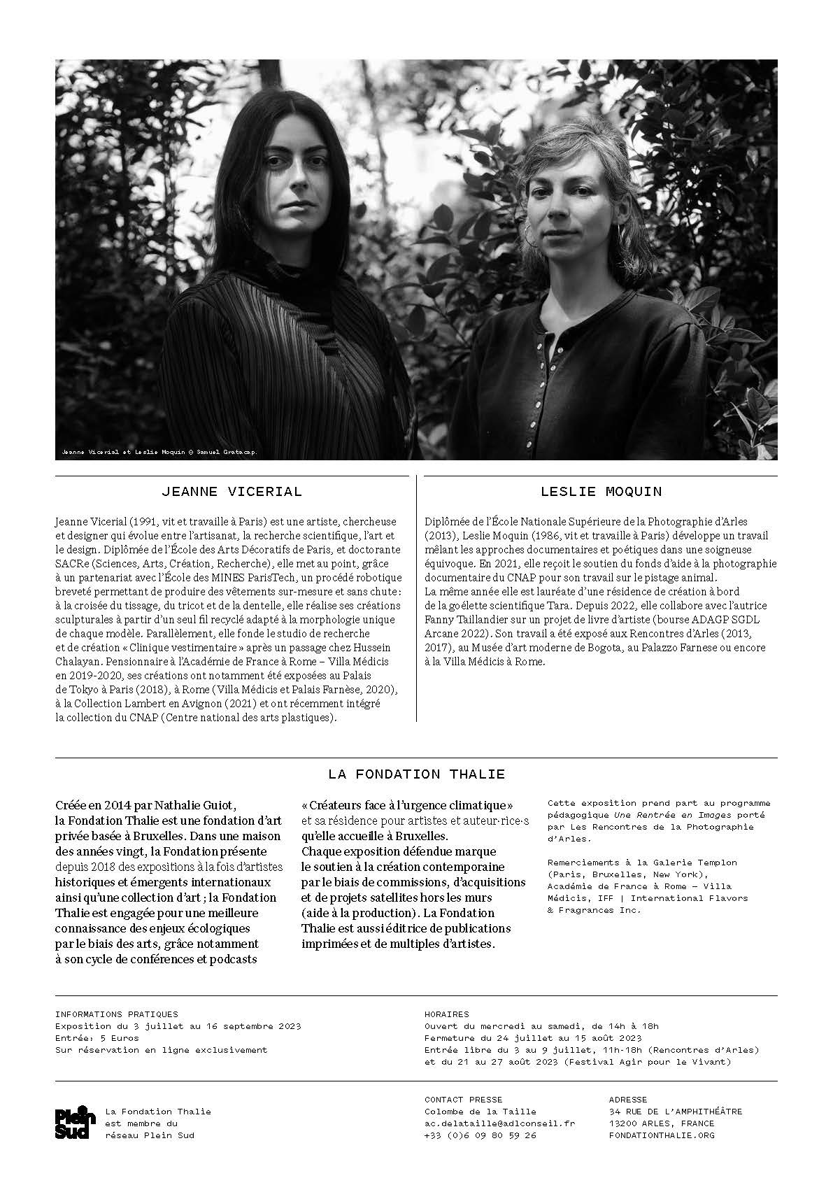 Exposition "Perséphone", Fondation Thalie, Arles, 2023 (commissariat Nathalie Guiot)