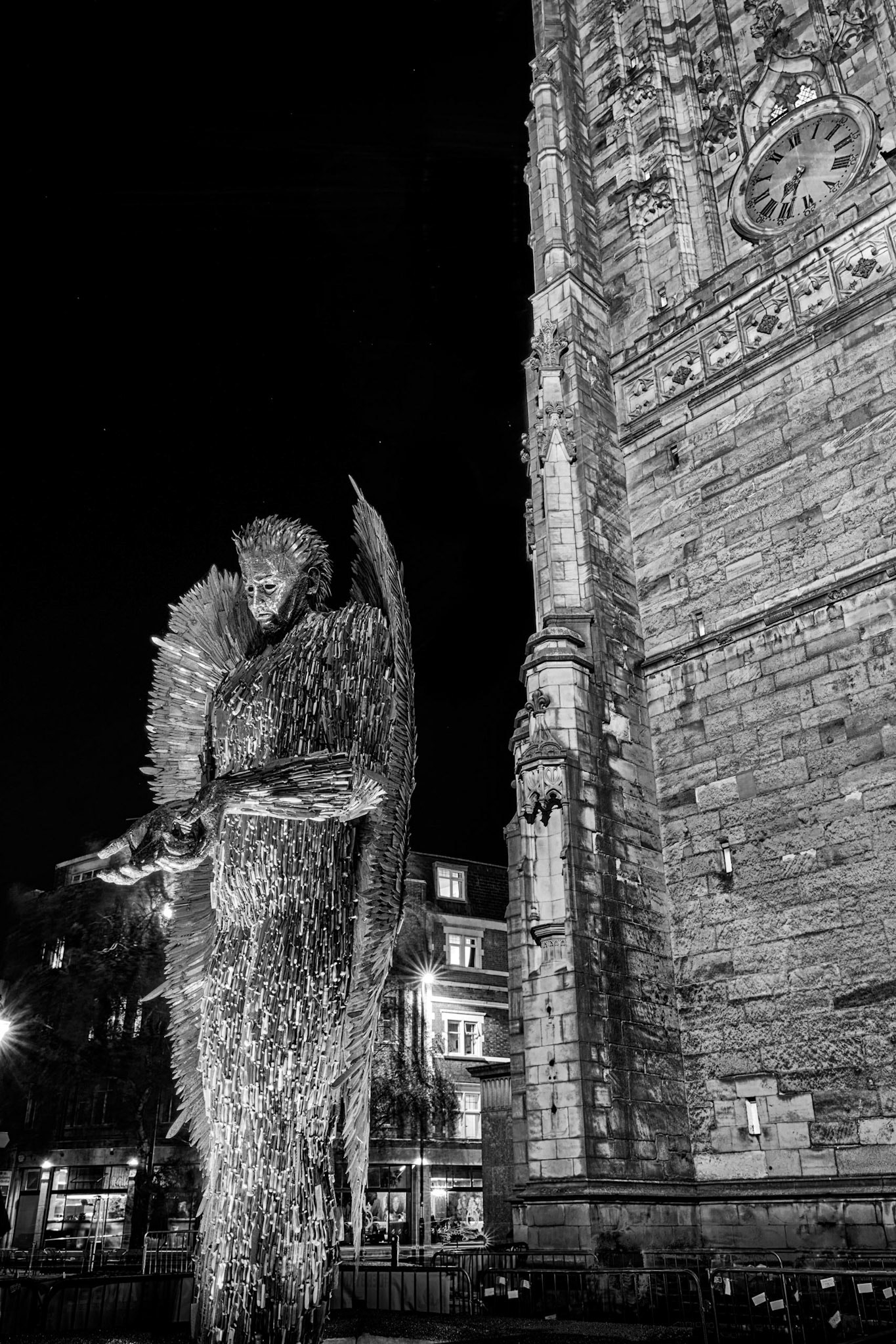 Knife angel at night