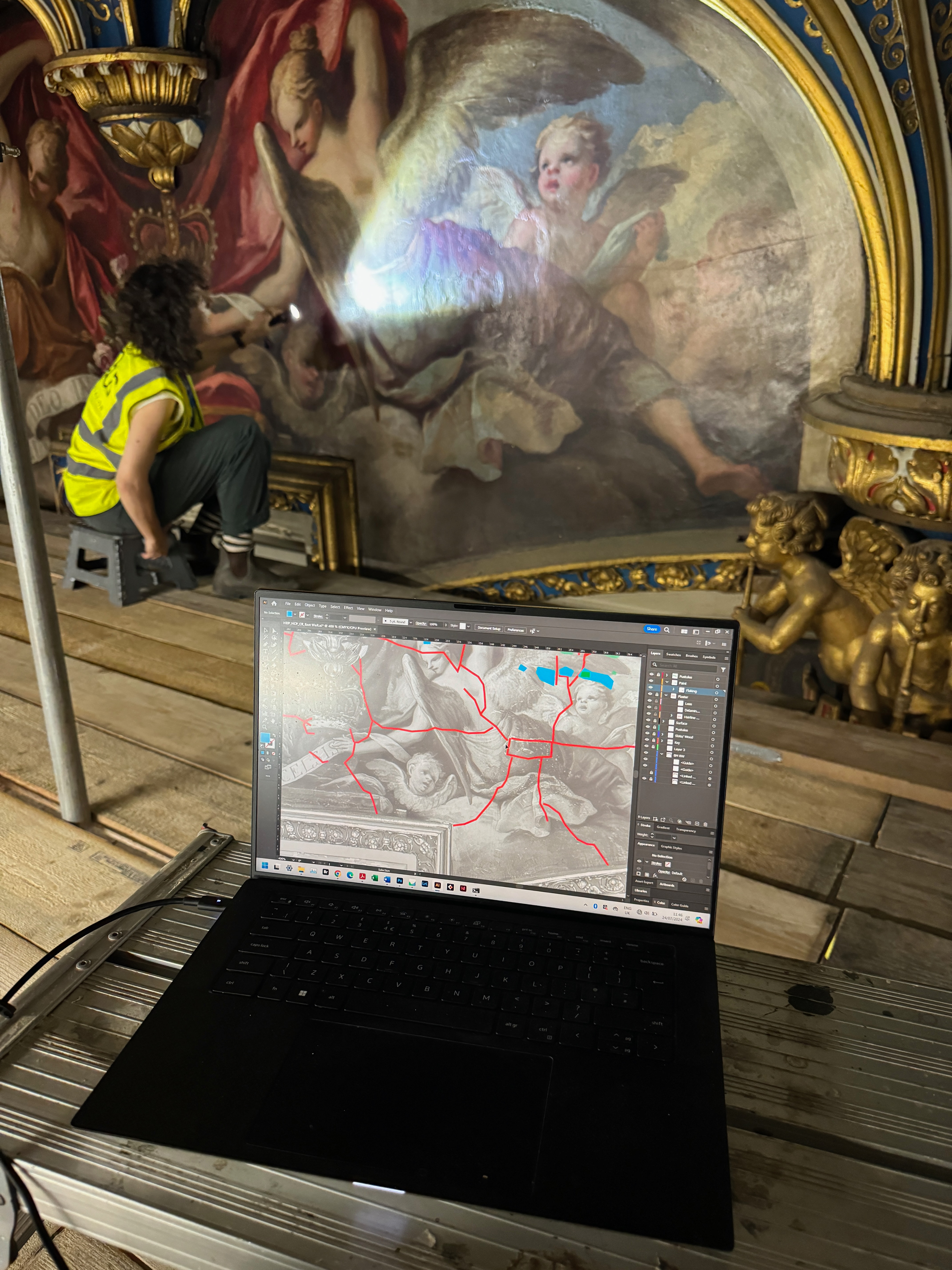 Documenting the painting's condition