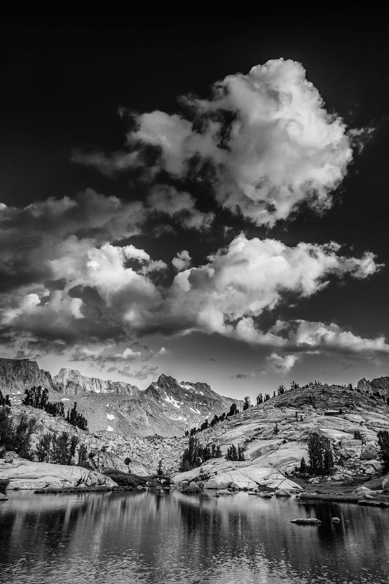 Sunset light at Sailor Lake in the John Muir Wilderness, Eastern Sierra, CA.
