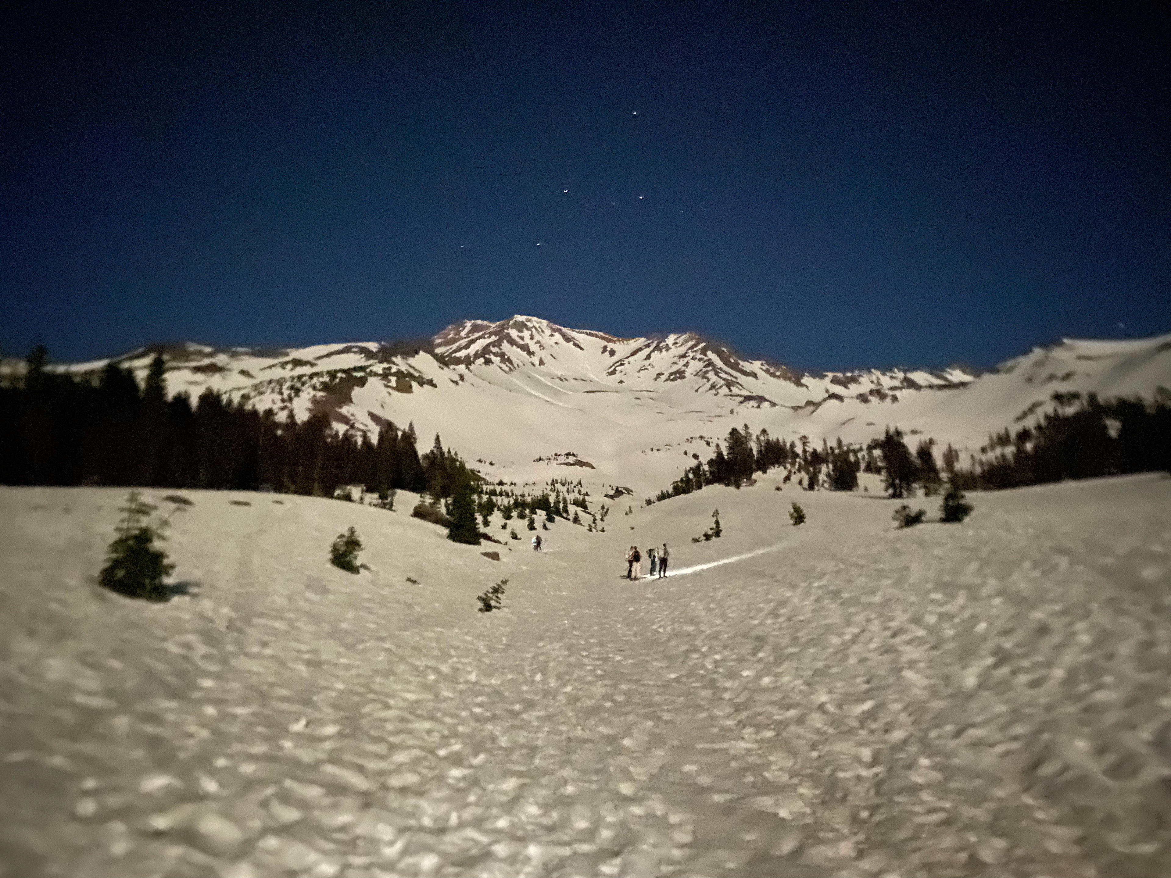A full moon lighting up the landscape around our 1:45am start time