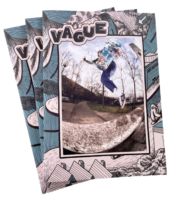 Magazine cover design for Vague Skateboard Magazine, issue #38.