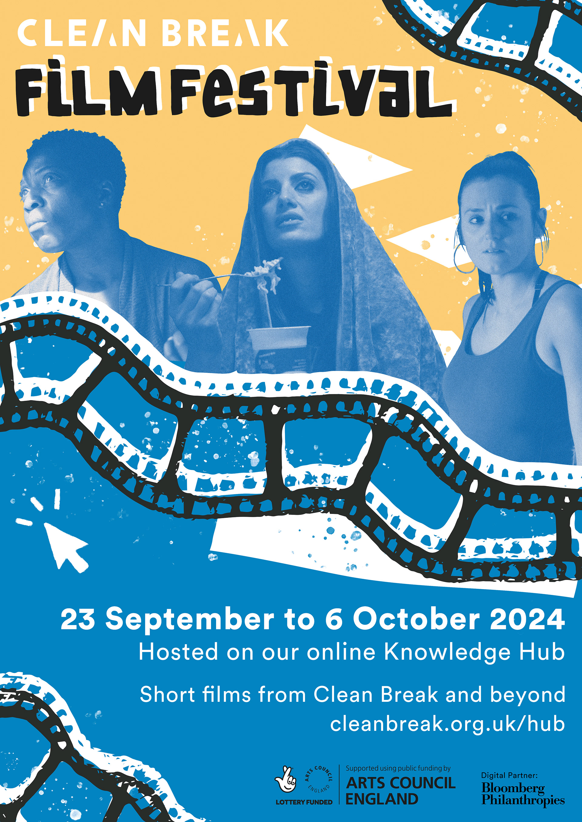 Poster design and visual identity for Clean Break Film Festival 2024. 