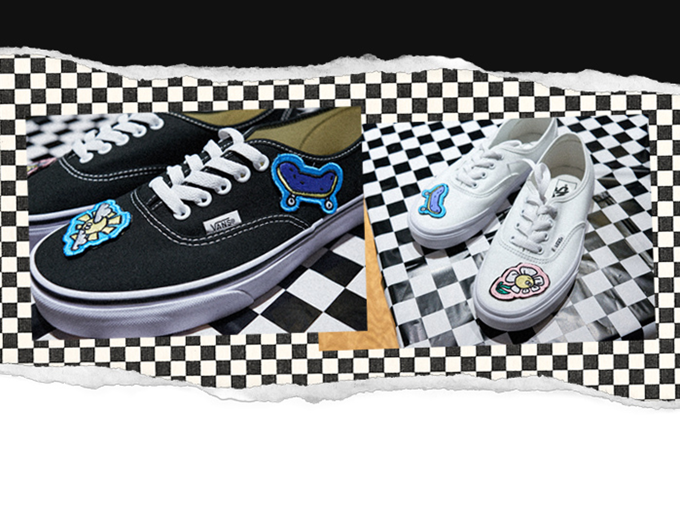 Iron-on patch designs for Vans store activation events. 