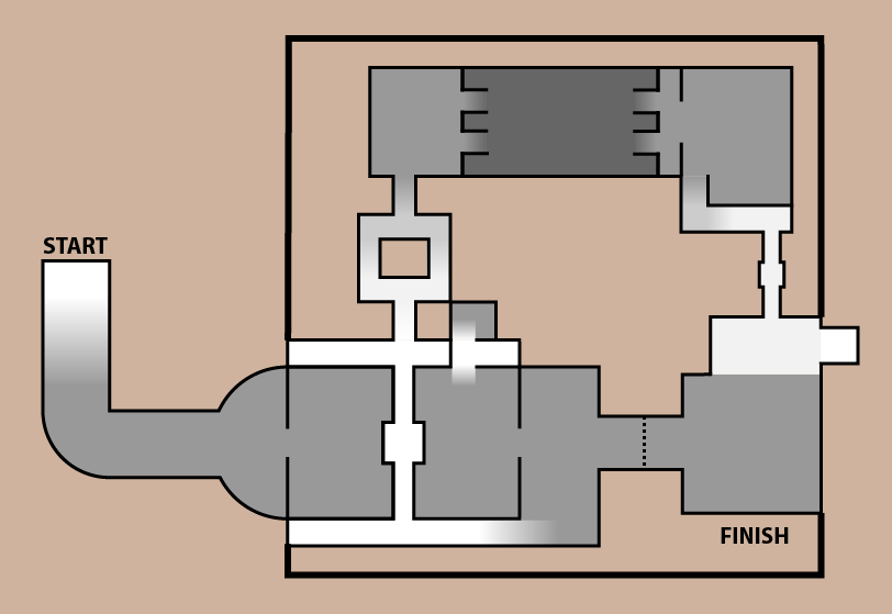 Simplified level layout. Note how areas '3' and '10' from the previous iteration are now adjacent.