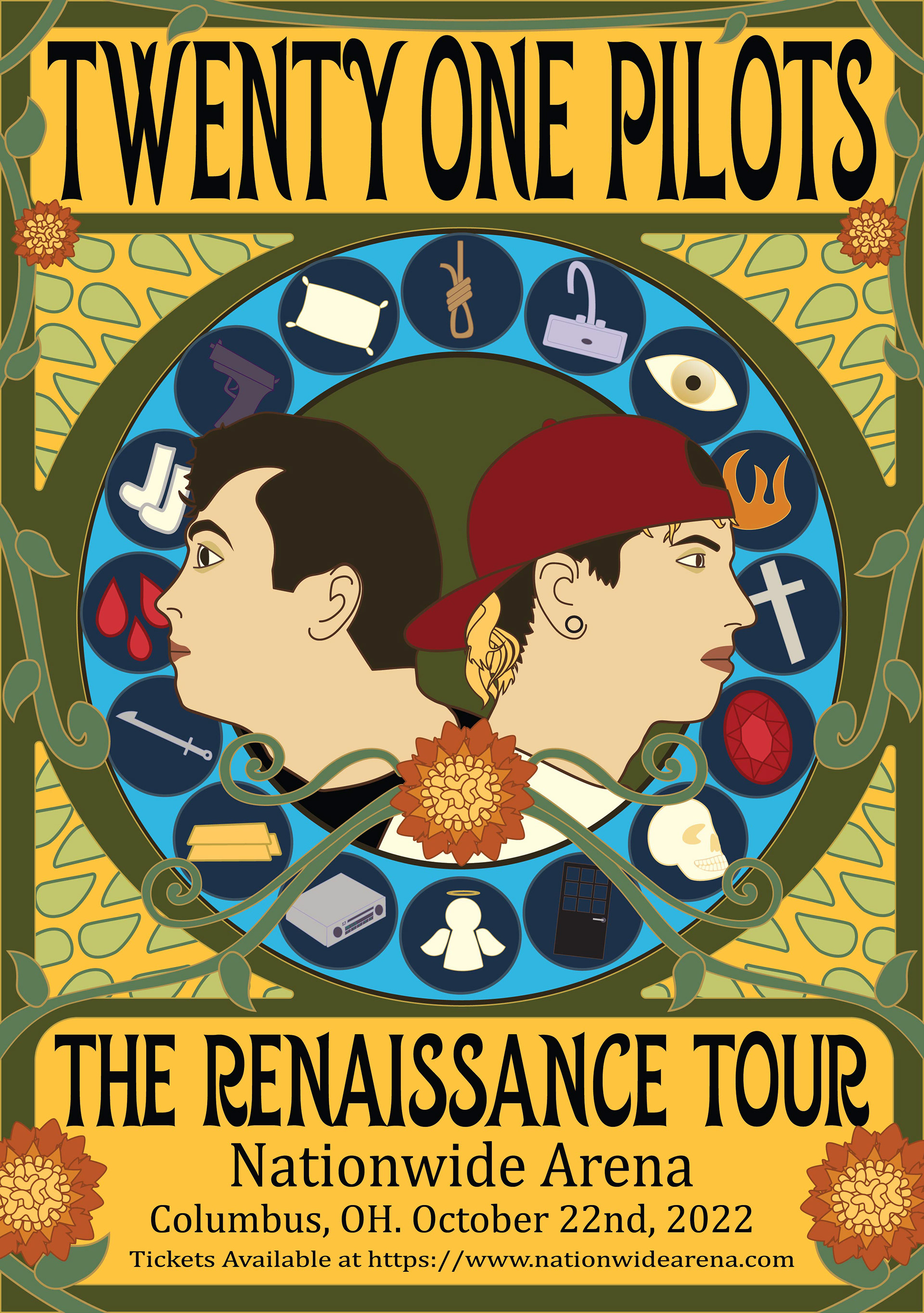 tour poster vector design illustration twenty one pilots full colour