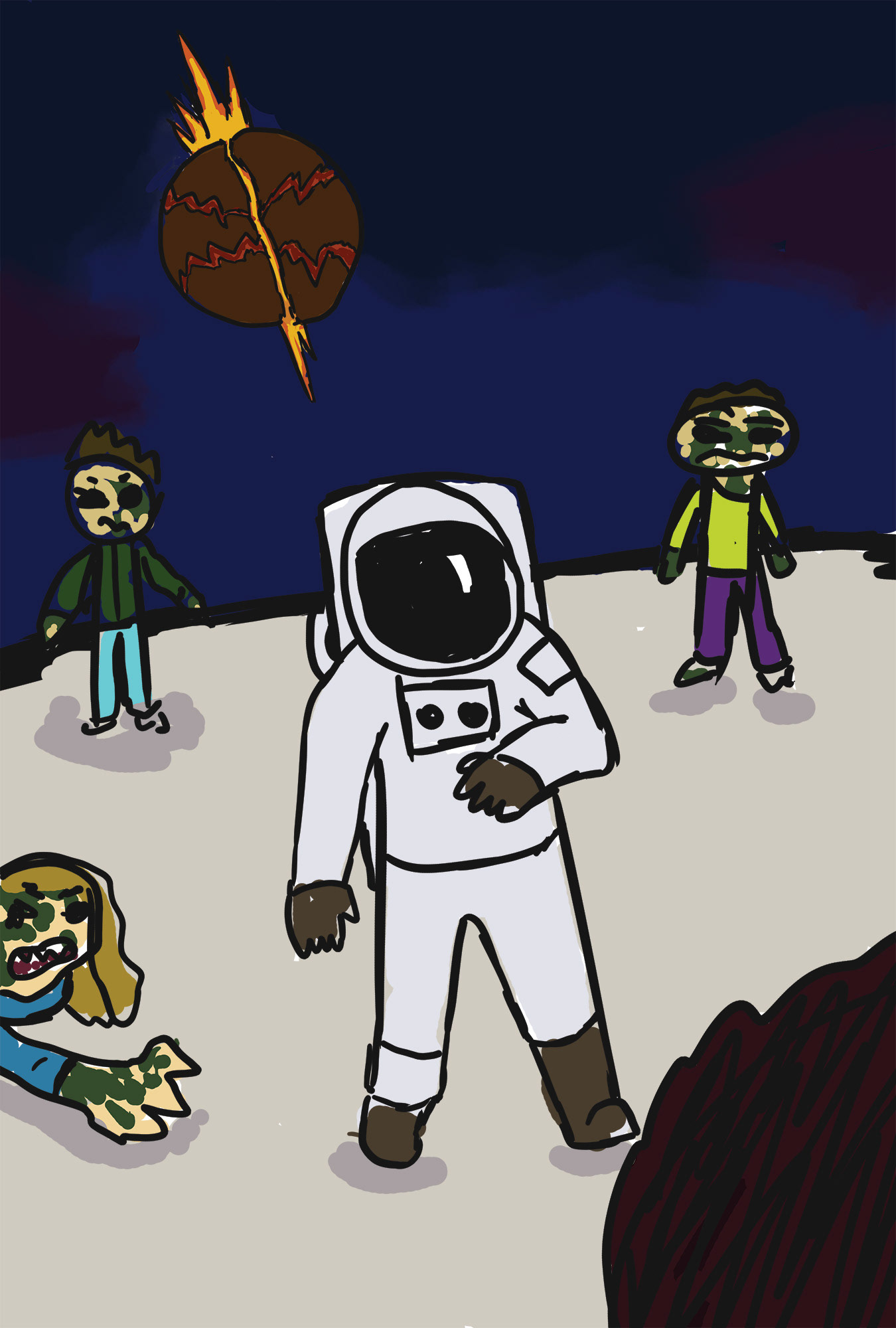 movie poster design scifi horror zombie moon sketch coloured