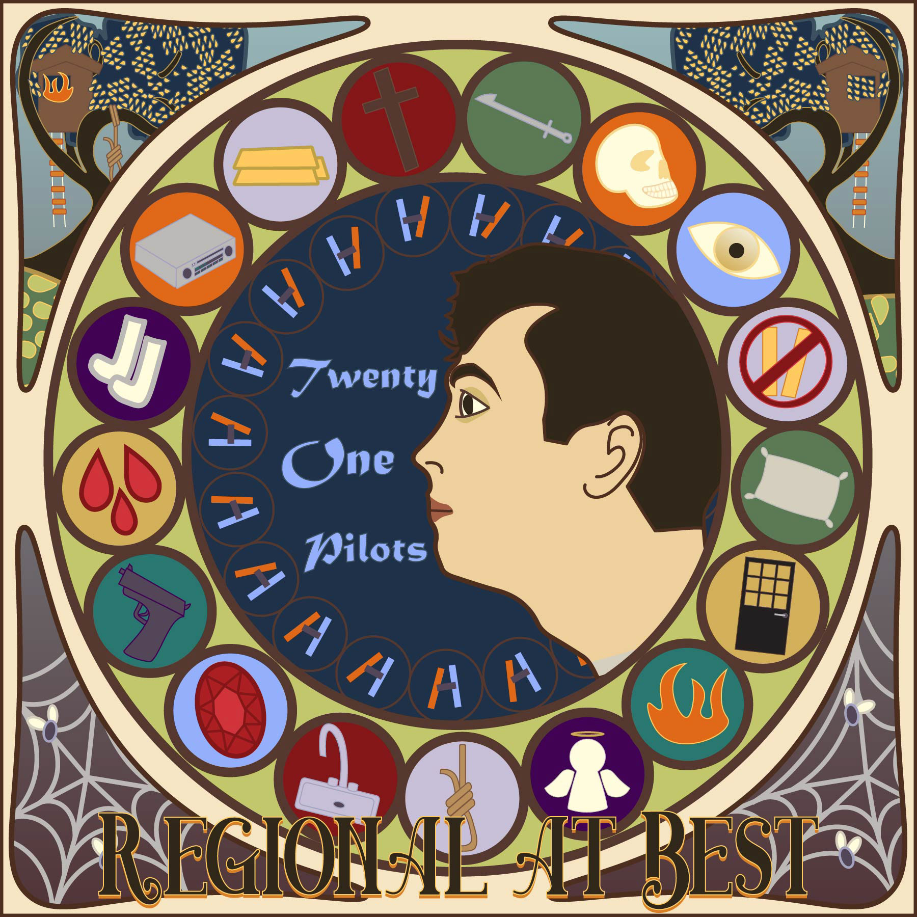 Final full colour version of the album cover text reads twenty one pilots regional at best