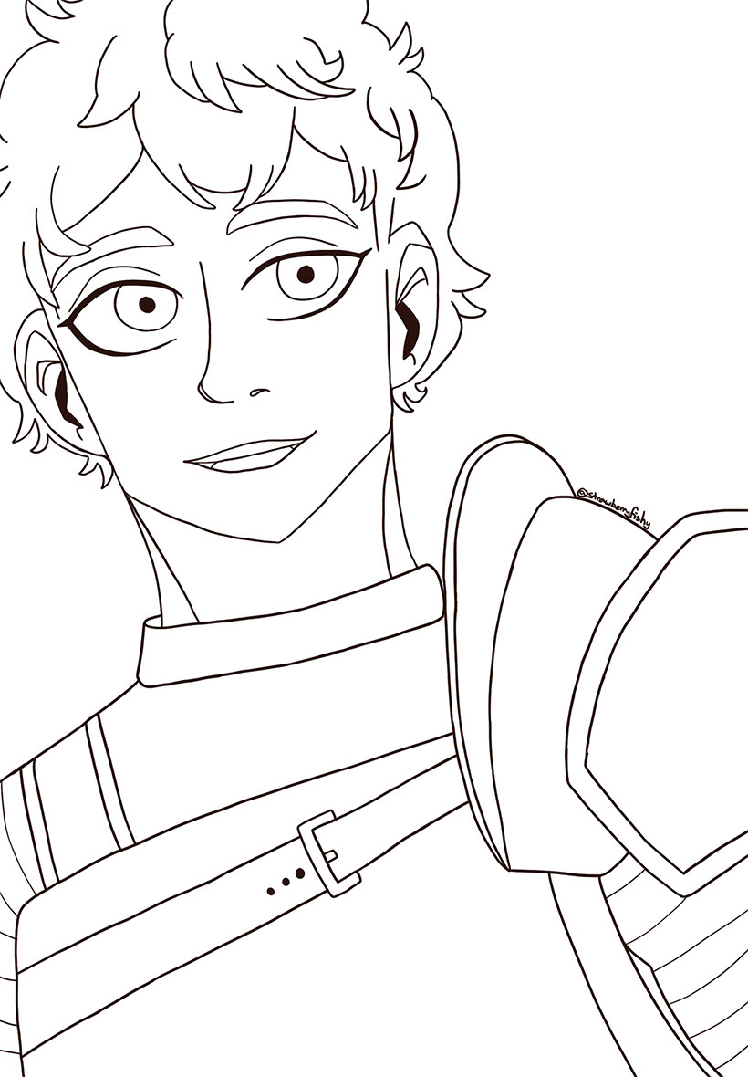 clean lineart of character in black
