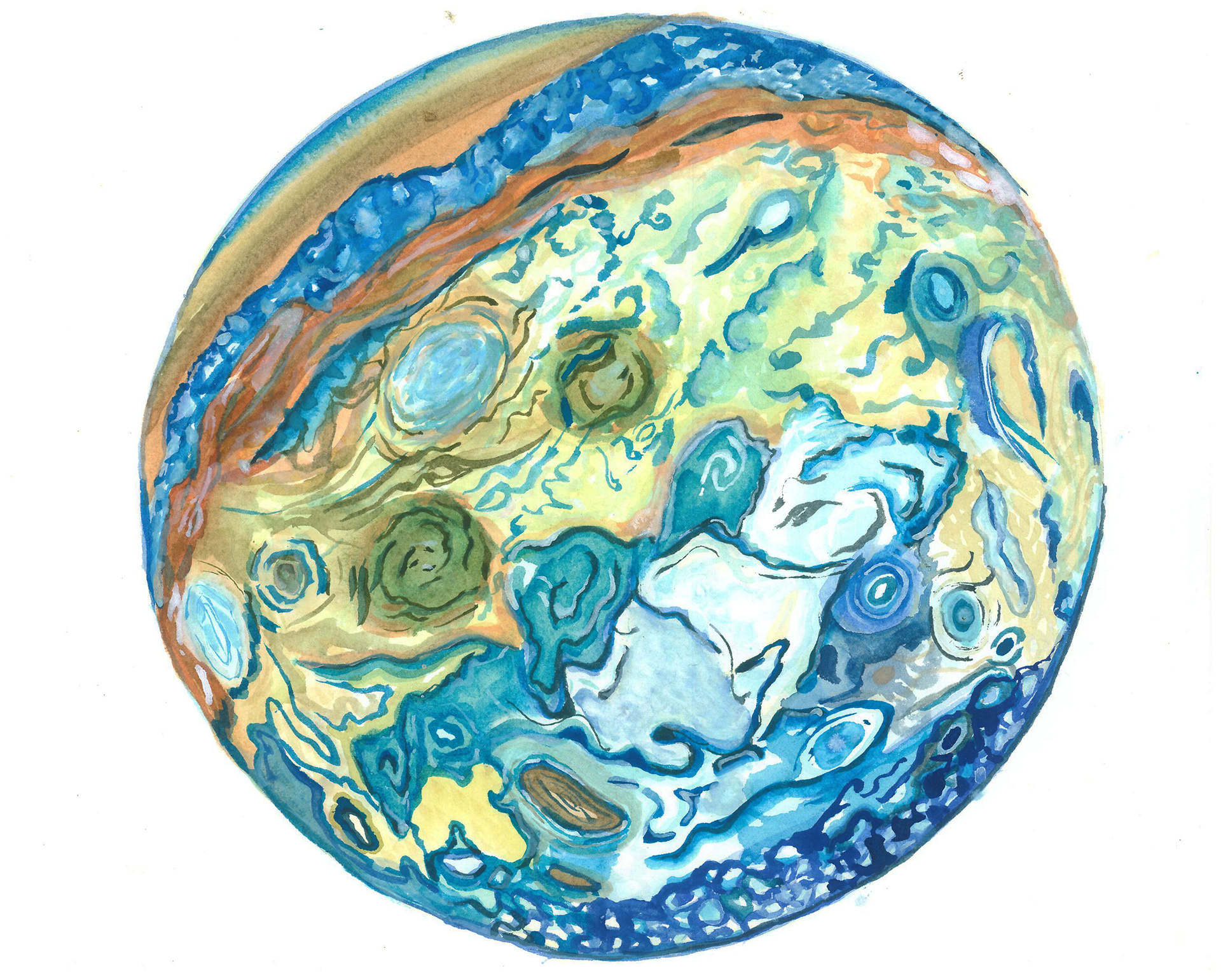 Jupiter, watercolour on coldpress, 10" x 8", 2021