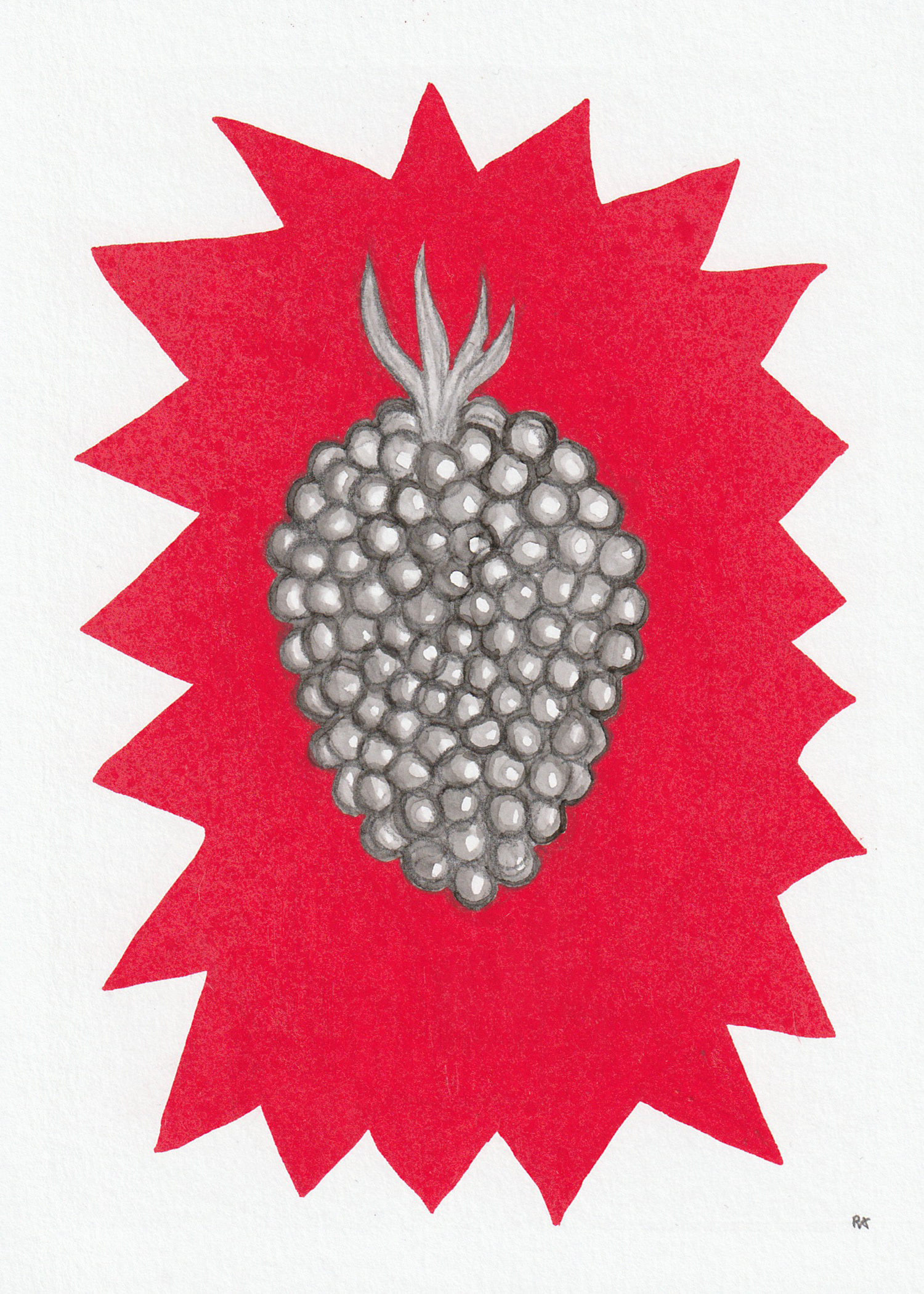 Blackberry Blast, watercolour and posca, 5" x 7", 2024