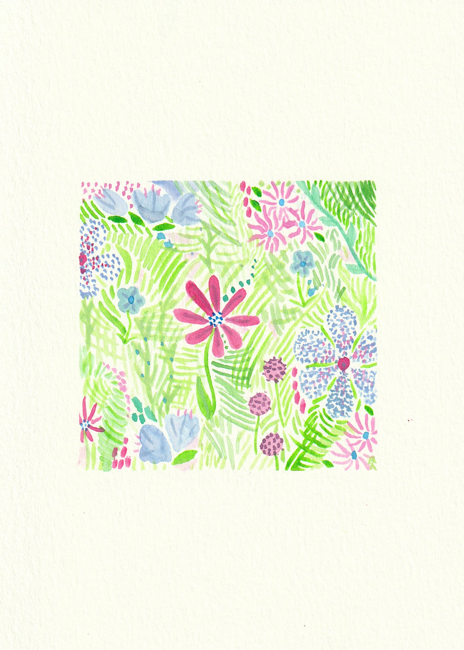 Square Garden, watercolour, 5" x 7", 2024