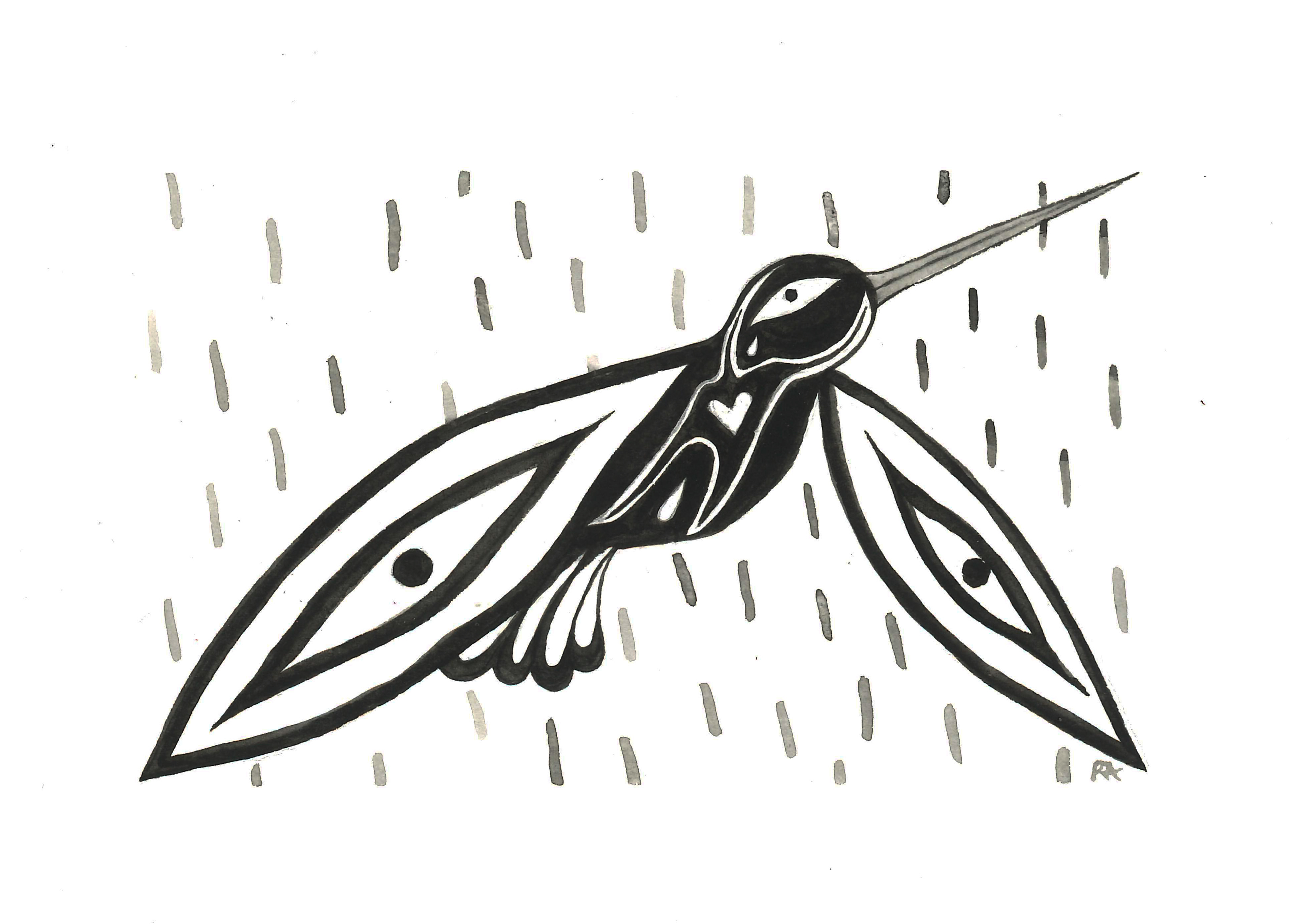 Humming Bird, watercolour, 5" x 7", 2024