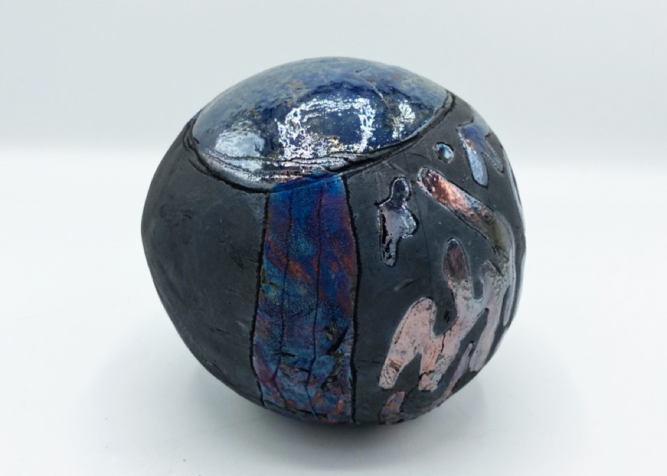 Magic Ball, reduction fired, "3.5 x 4"