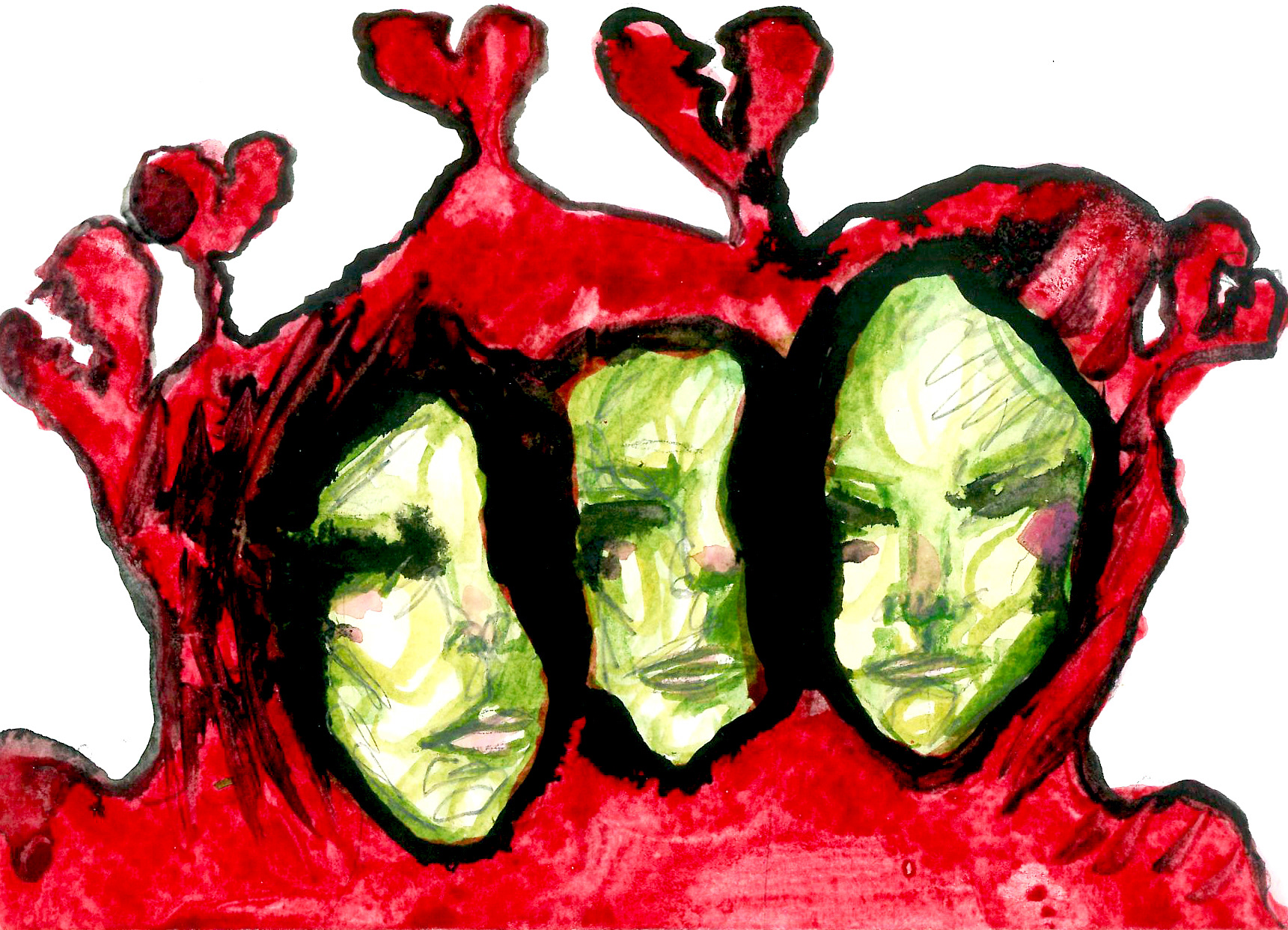 Heart Broke - Face Series, watercolour on coldpress