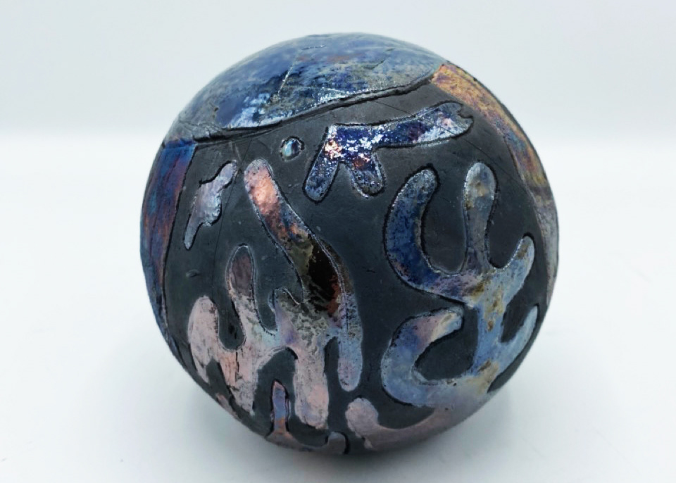 Magic Ball, reduction fired, "3.5 x 4"