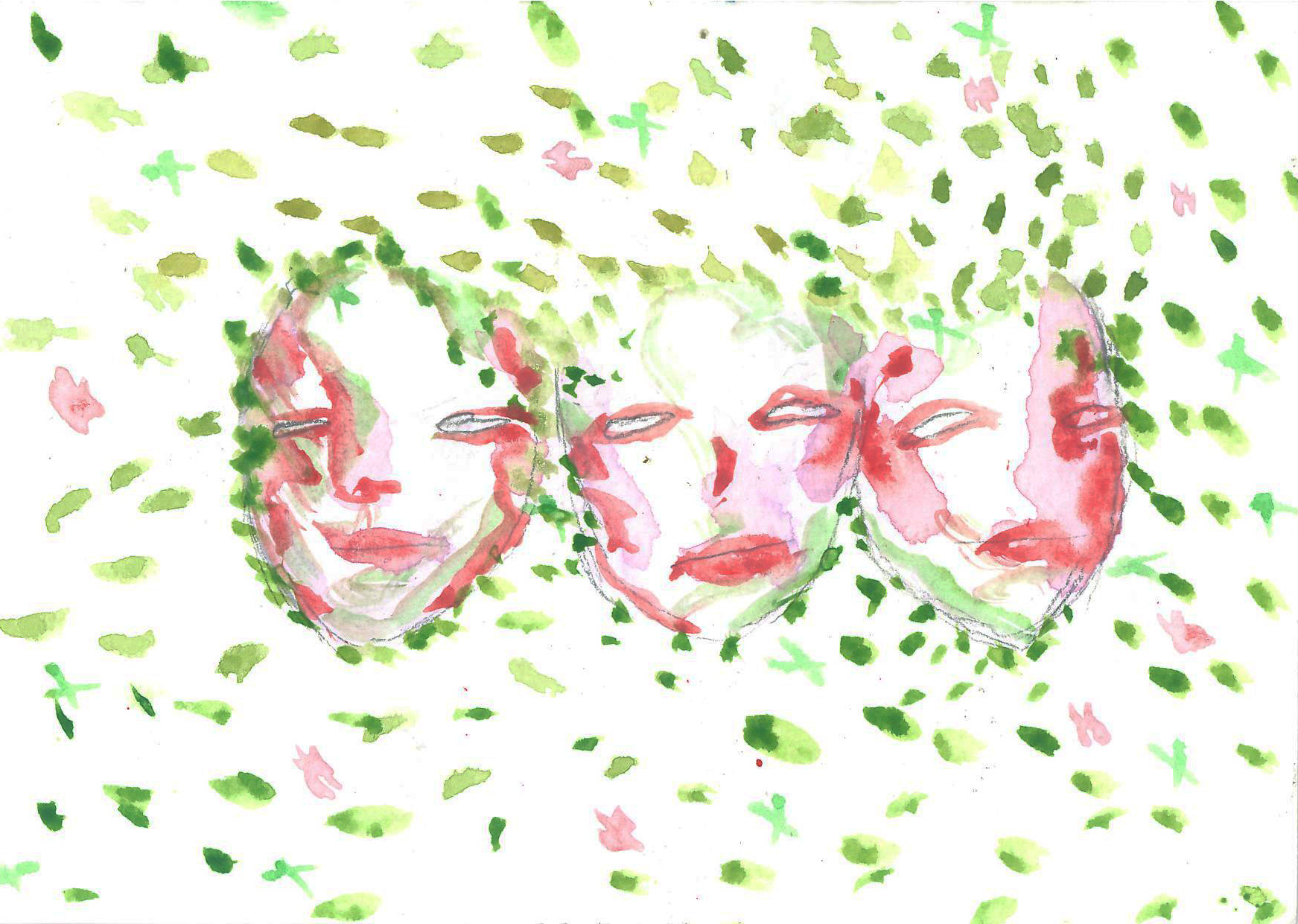 Spring Soon - Face series, watercolour on cold press, 4" x 51/2", 2021