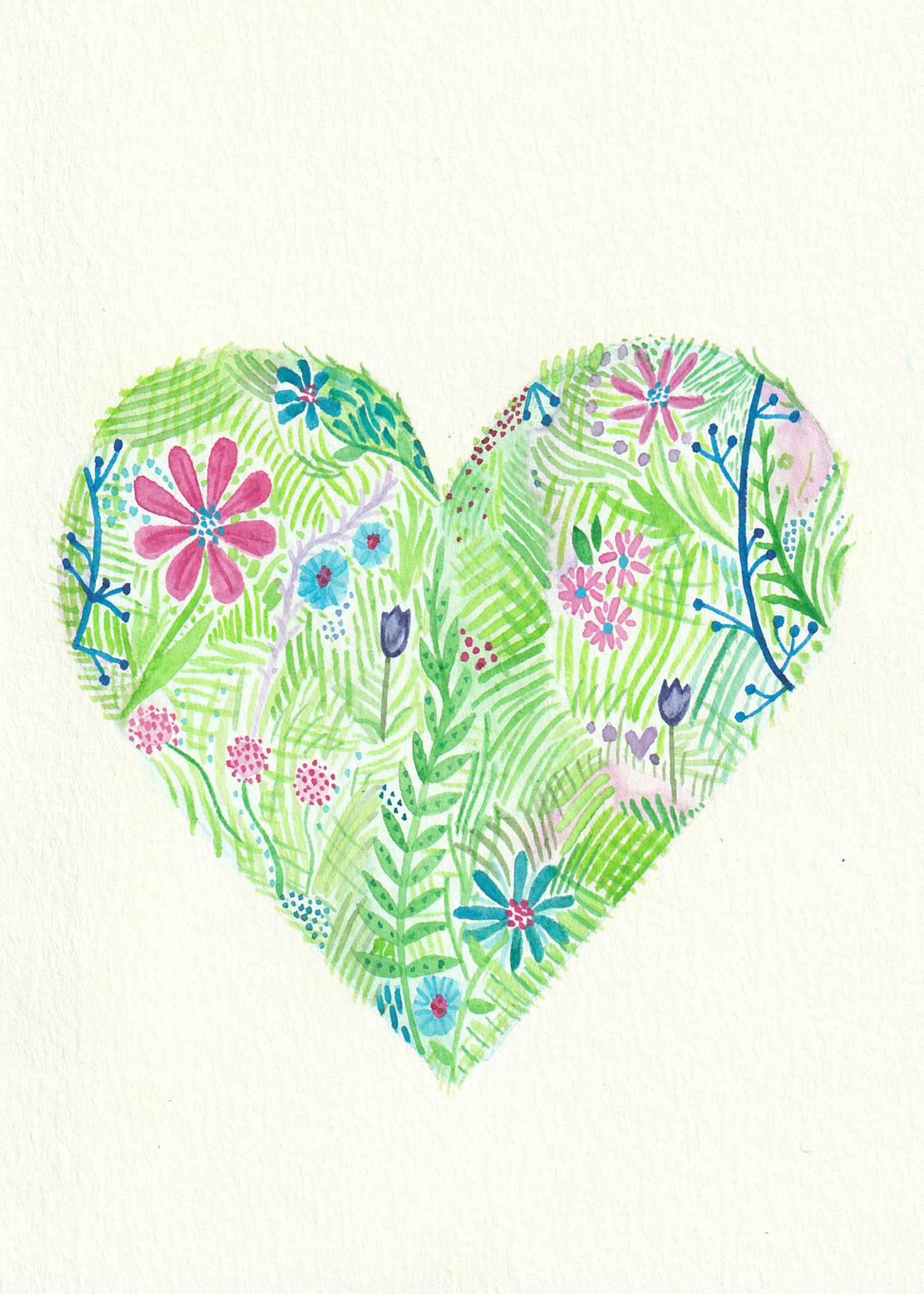 Heart Garden, watercolour, 5" x 7", 2024