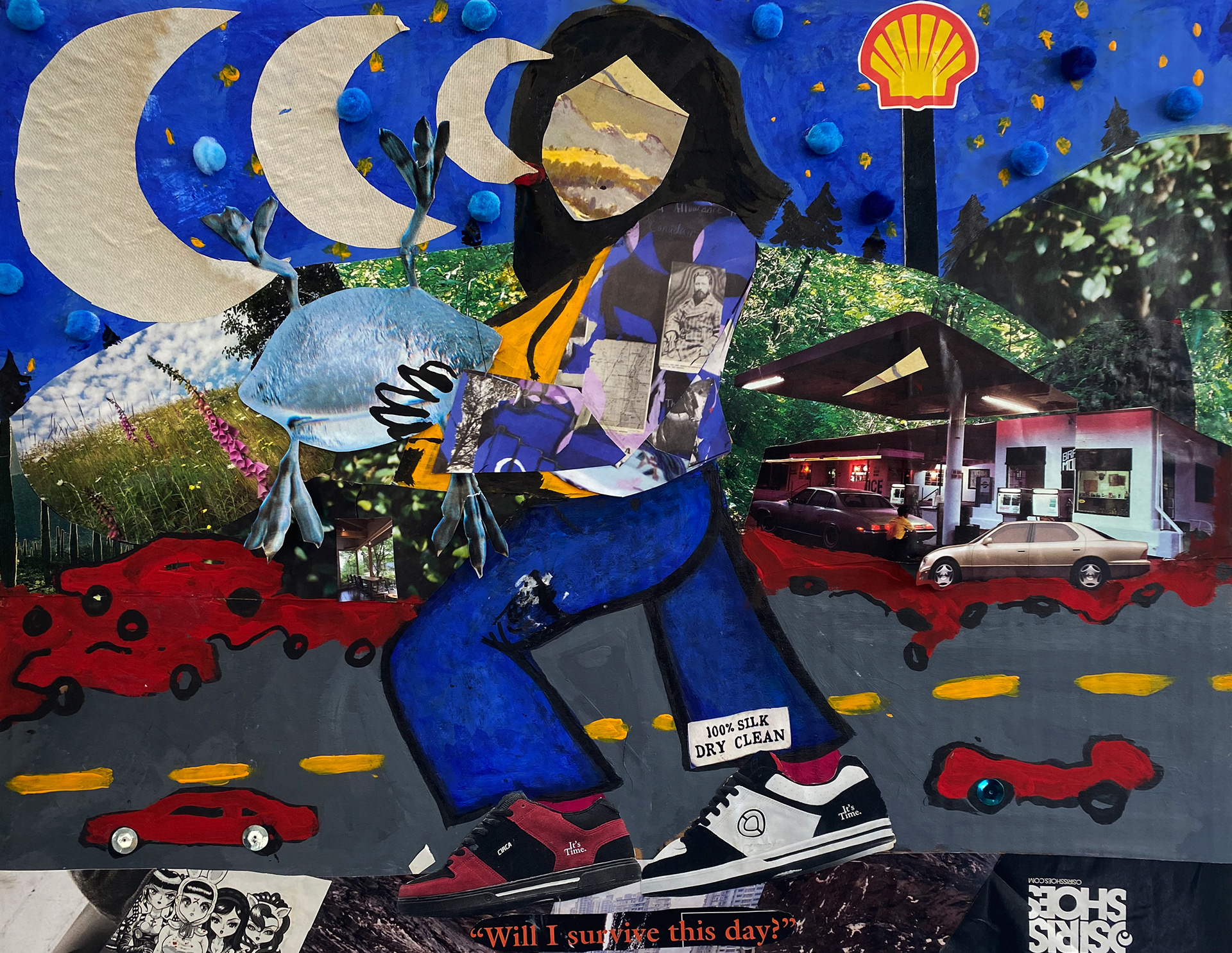 willisurvivethisday?2022, collage/acrylic paint
