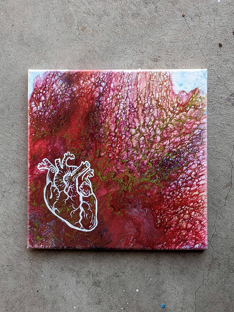 Bleeding Heart 12x12 Acrylic On Canvas by Novastarr Nelson Photo