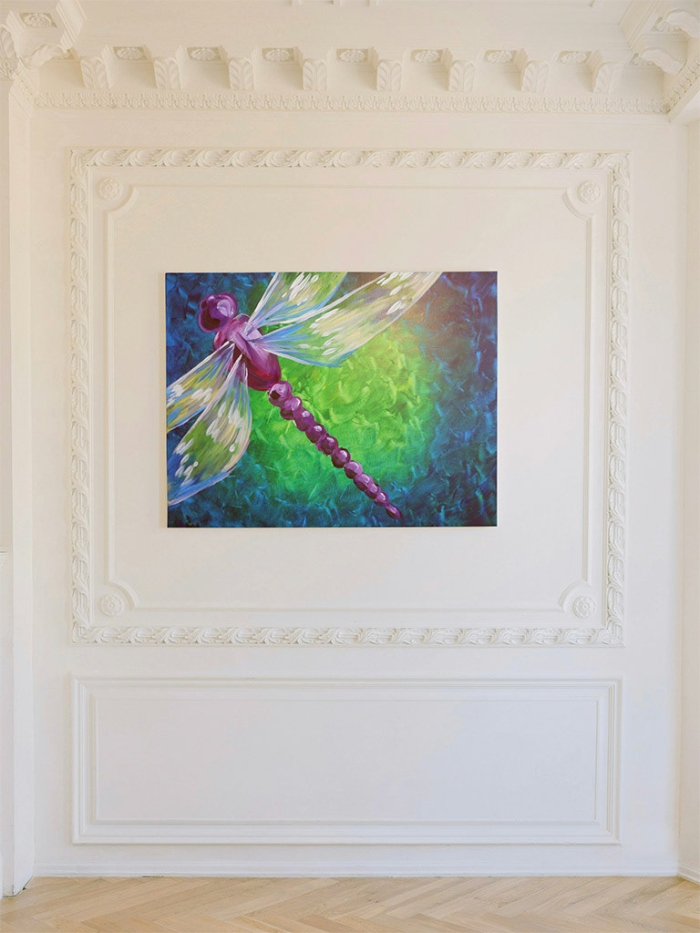 Glistening Dragonfly 16x20 Acrylic on Canvas by Novastarr Nelson Mockup by Canva