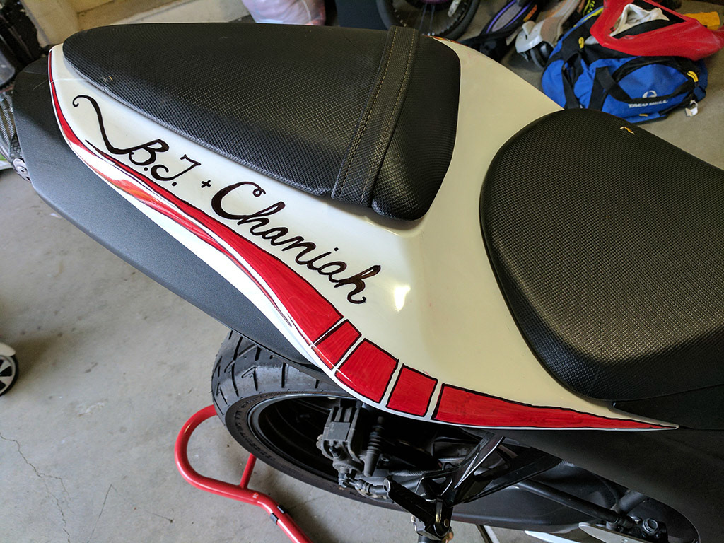 Motorcycle Sharpie Project Seat Right Names