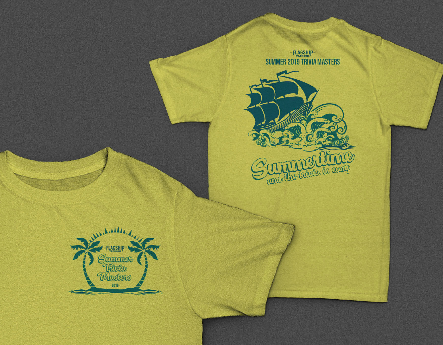Flagship Taproom Summer Trivia Event Mockup of T-Shirt Graphic Designed by Novastarr Nelson