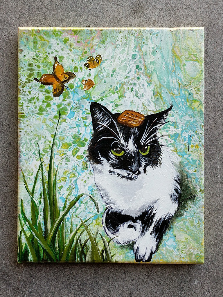 Biscuit Kitty 10x8 Acrylic On Canvas by Novastarr Nelson Photo
