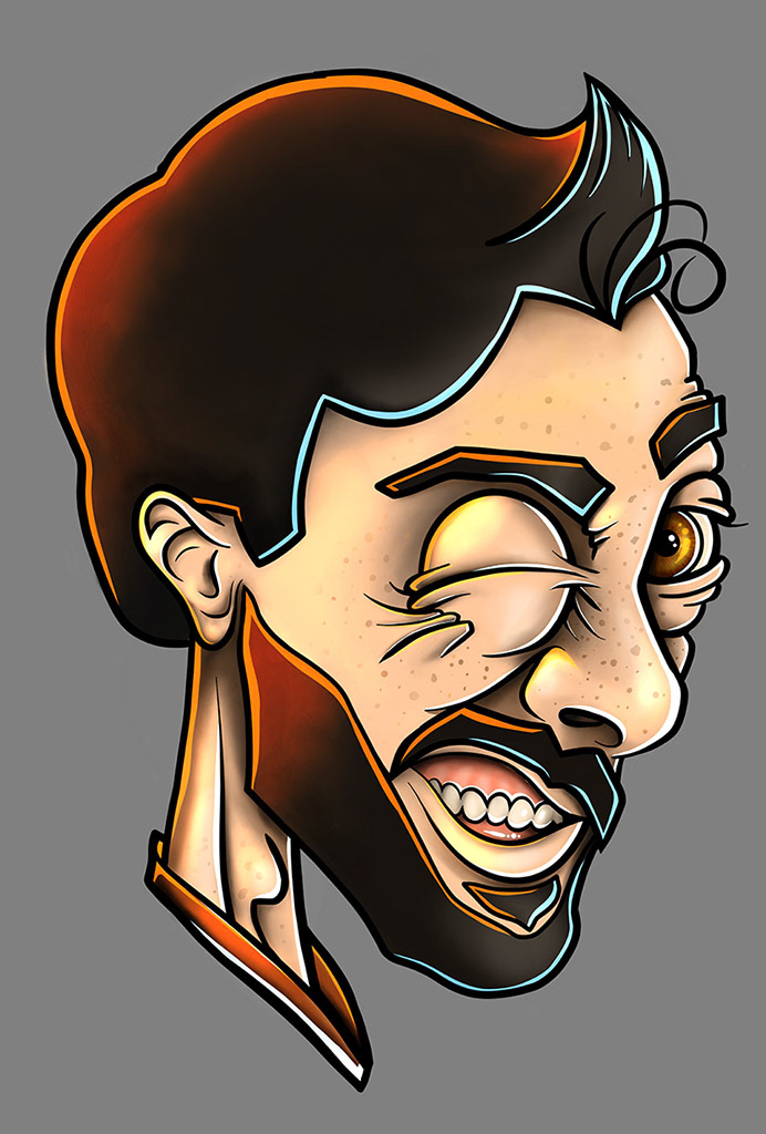 Wink Wink Digital Illustration on Gray Background