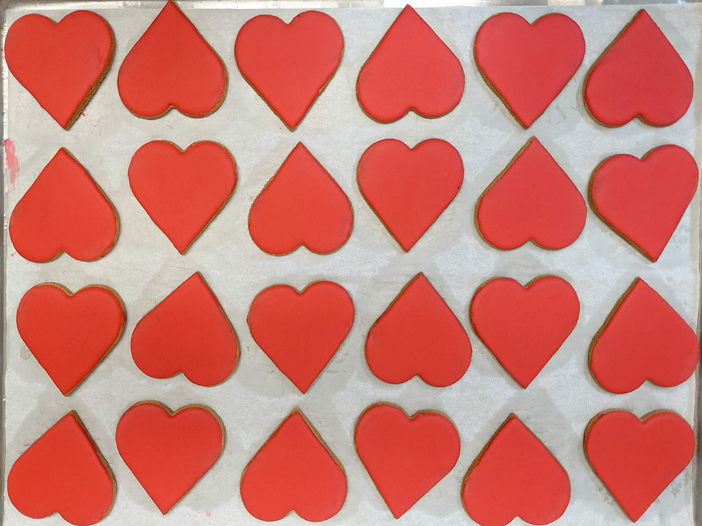 Renaud's Iced Cookies Red Hearts Production, Design by Renaud's