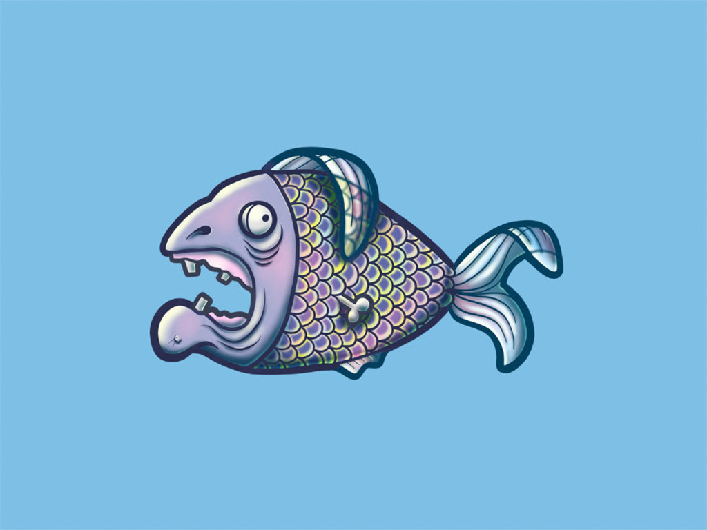 Grandpa Gills Digital Illustration on Blue Background