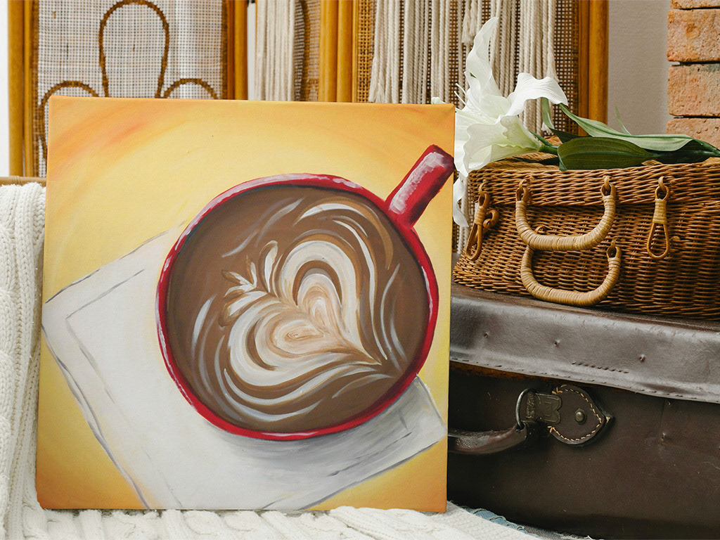 A Cup of Love 20x20 Acrylic on Canvas by Novastarr Nelson Mockup by Canva