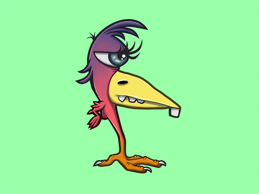 Chicken Stick Digital Illustration on Mint Background