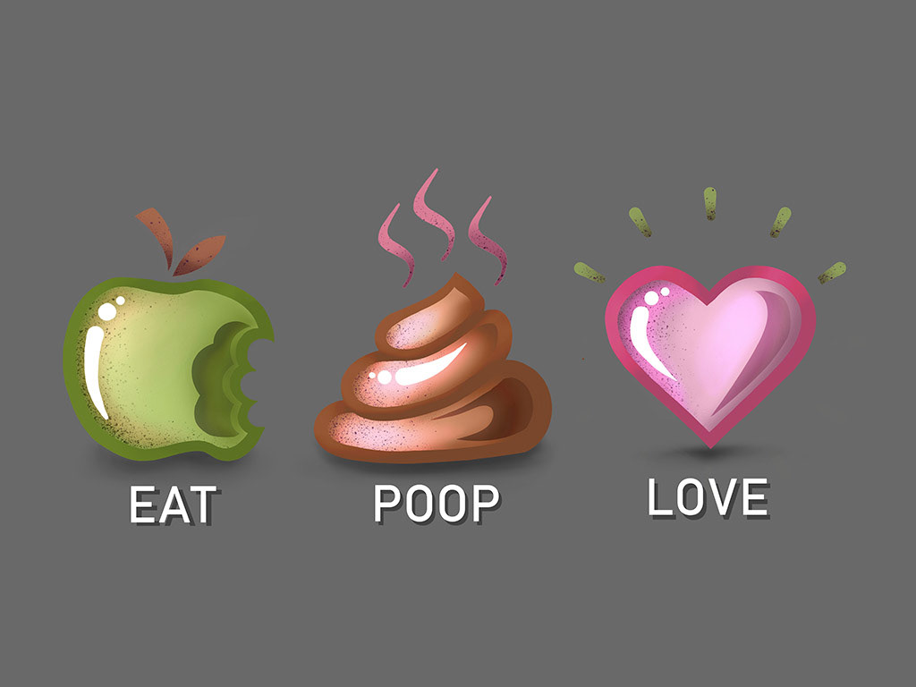 Eat Poop Love Digital Illustration on Gray Background