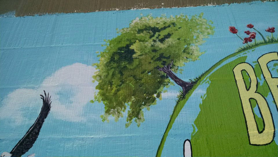 Be the Change Mural Oak Tree Closeup Elementary School Commission Art