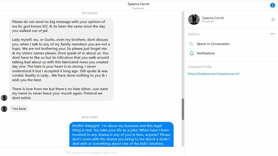 Tyeesha Carroll Message to Sister