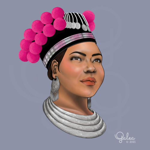 Procreate Illustration: Face Study, girl in Hmong clothing