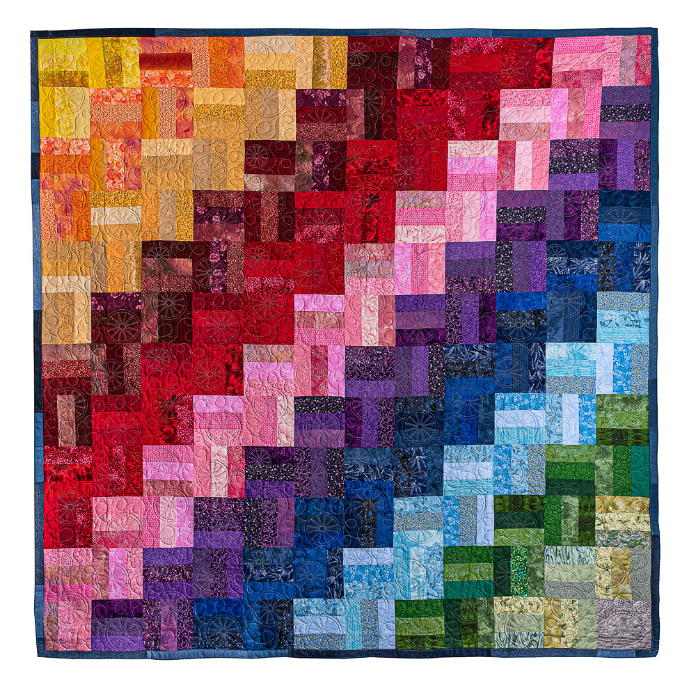 Top of quilt with Wagon Wheels Pattern