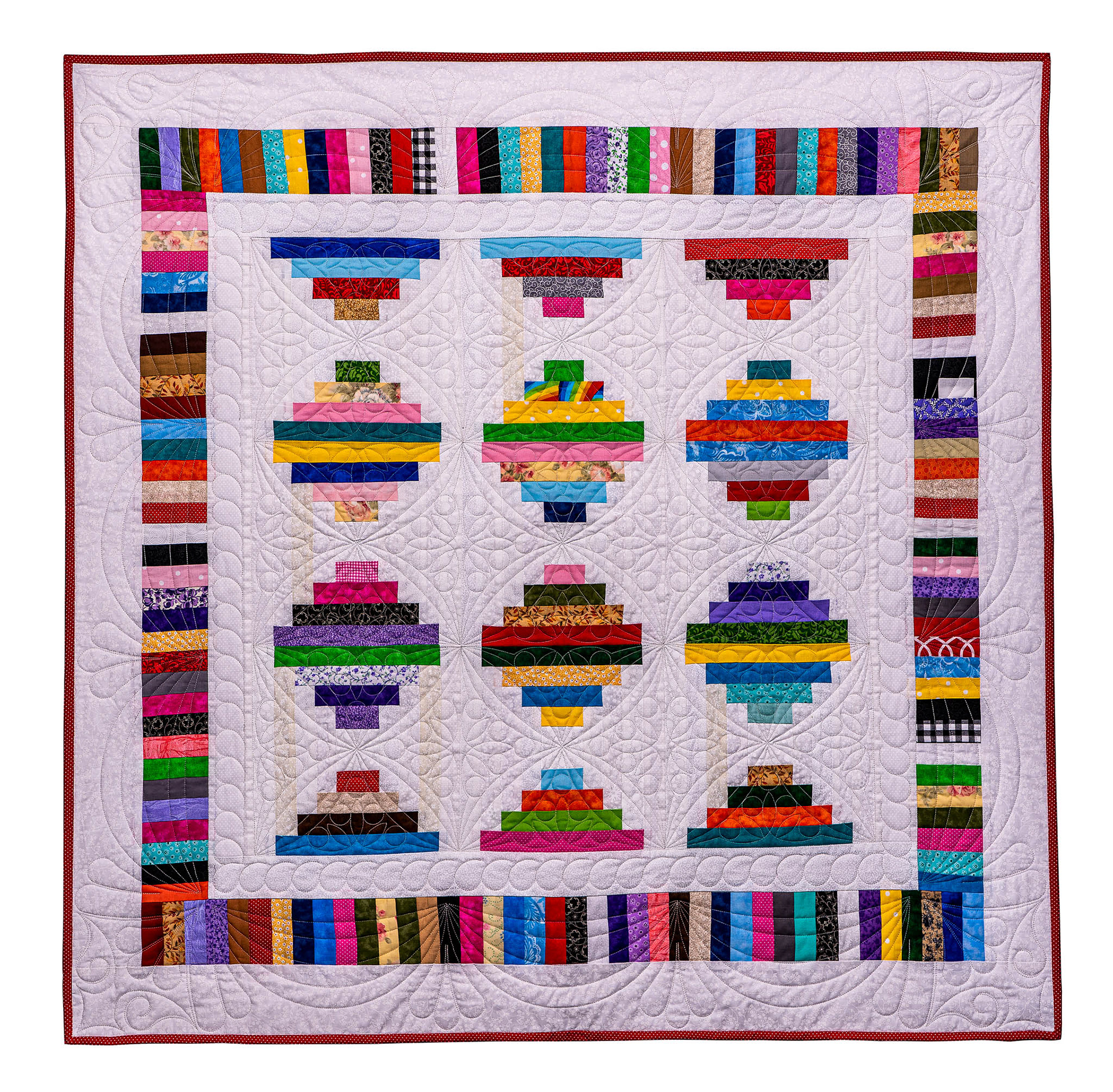 Top of quilt with 2 custom borders