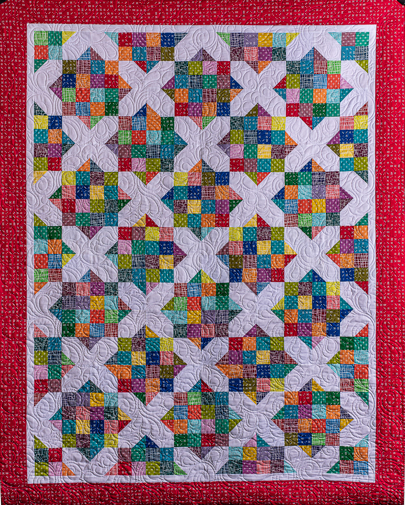 Top of quilt - Feathers & Swirls Pattern