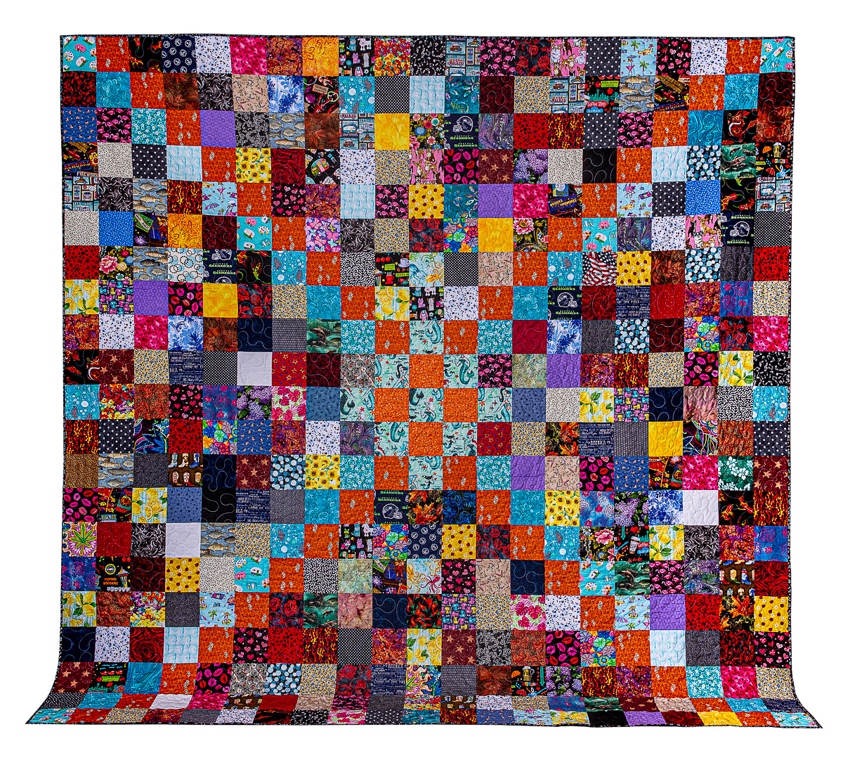Bedspread quilted with Simple Meander