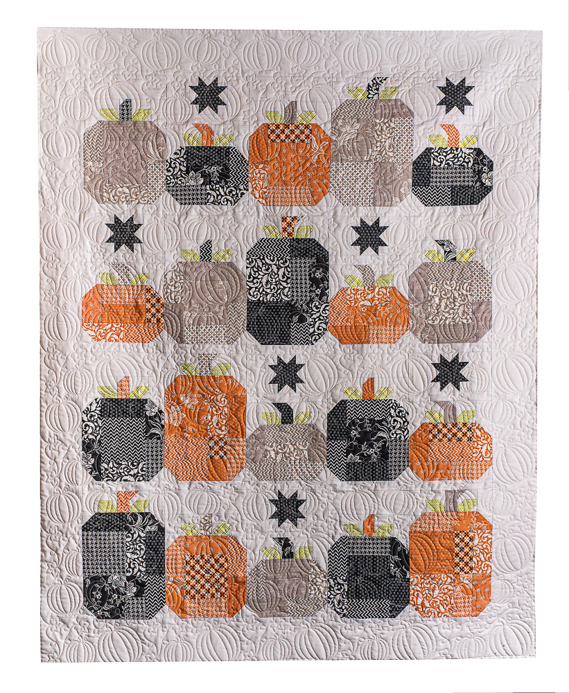 Fall festive quilt with pumpkin pattern