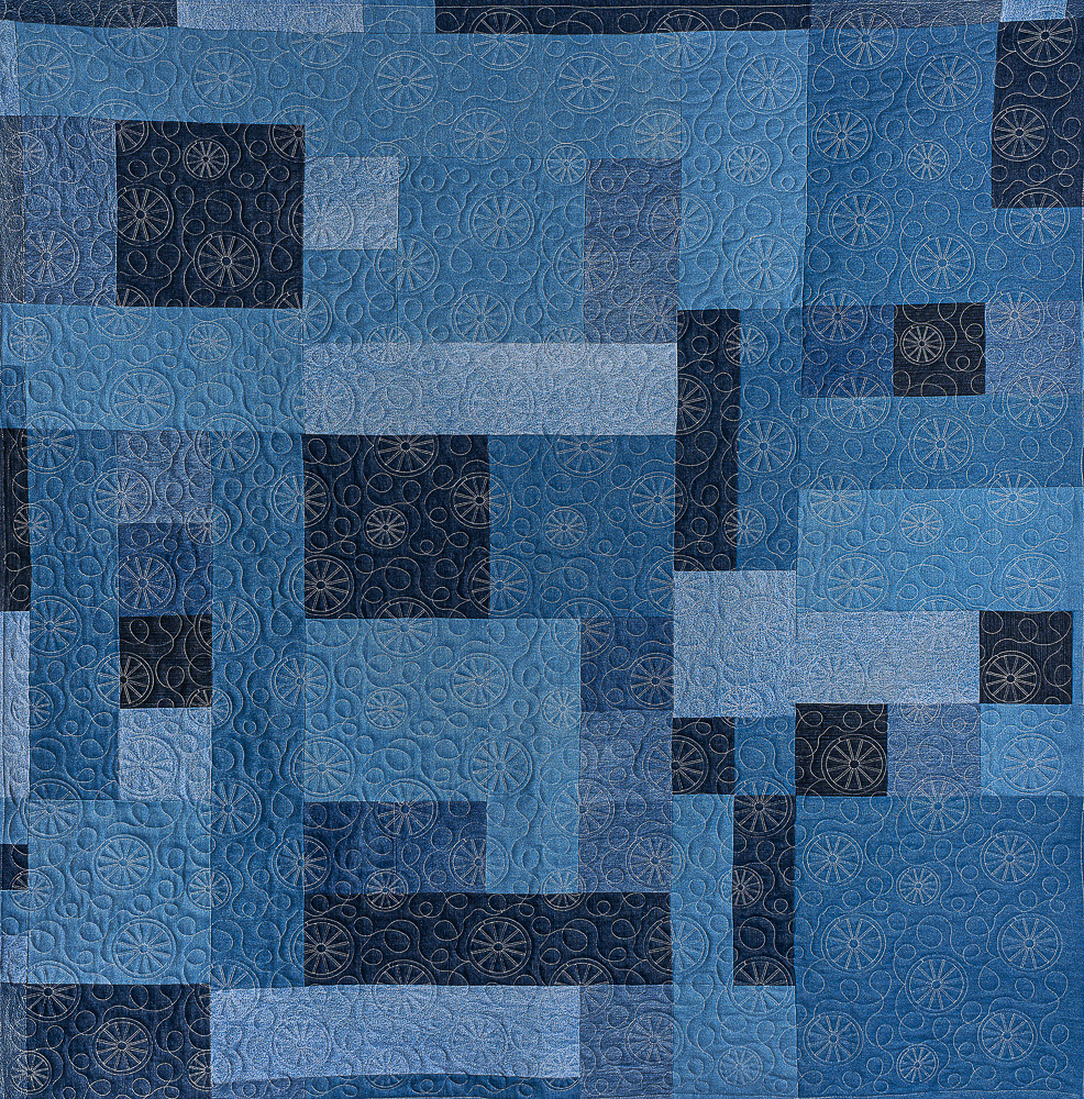 Back of quilt made from old blue jeans
