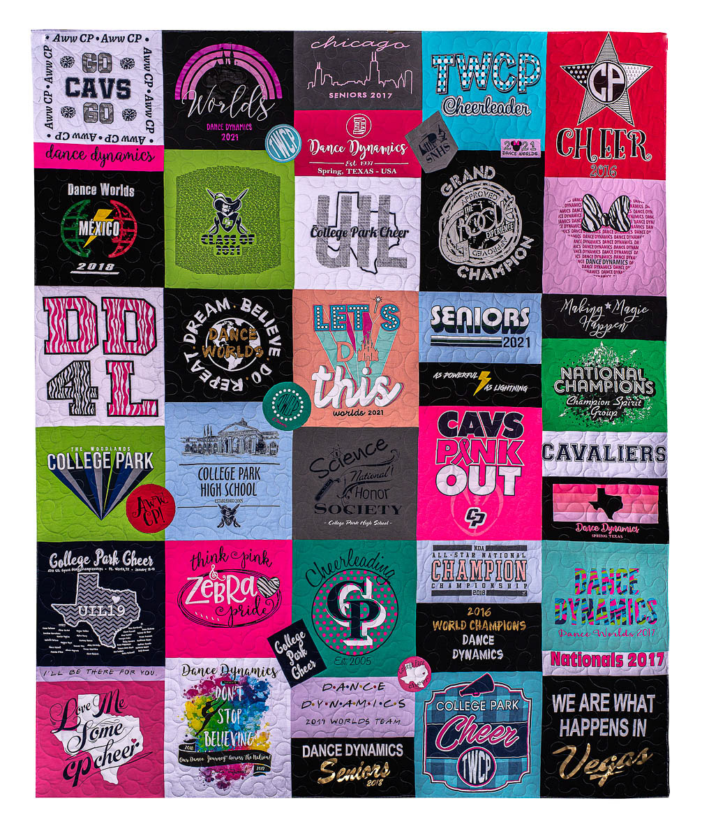 T-Shirt Quilt with Simple Meander Pattern