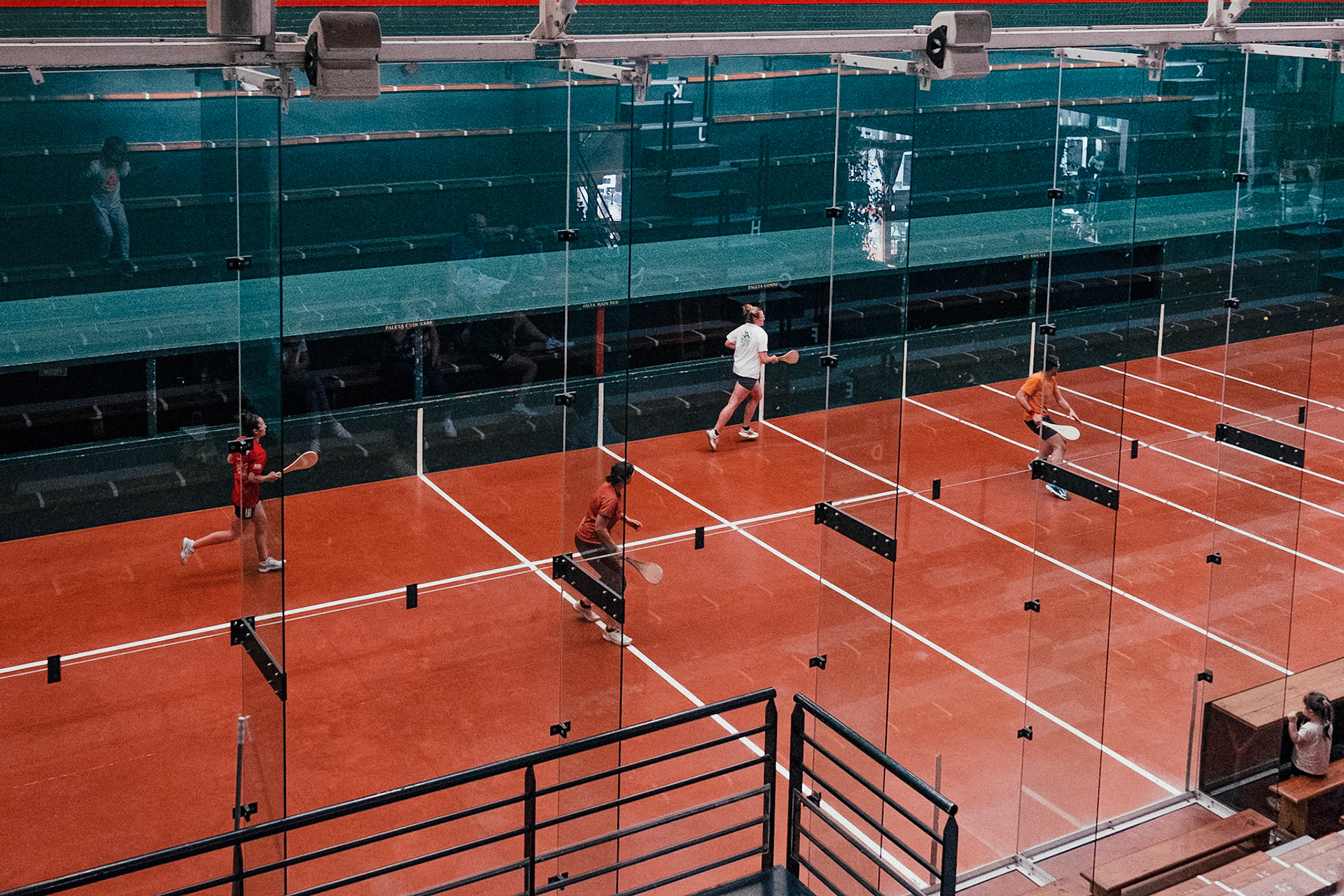 France, Bayonne, 2023-06-15. Basque pelota, a history of transmission in a sport with a long tradition. Discover the diversity of pelota with female players et with the French team's handi pelota section. Training with team-mate Ania Oronoz. Training takes place twice a week. She trains against a mixed team. Photograph by romain de sigalas / hans lucas. France, bayonne, 2023-06-15. La pelote Basque, une histoire de transmission dans un sport de longue tradition. A la rencontre de la diversite de la pelote avec les joueuses et egalement la section handi pelote de l equipe de France. Entrainement avec sa coequipiere Ania Oronoz. Les entrainements se font 2 fois par semaine. Elle affronte a l entrainement une equipe mixte. Photographie de romain de sigalas / hans lucas.