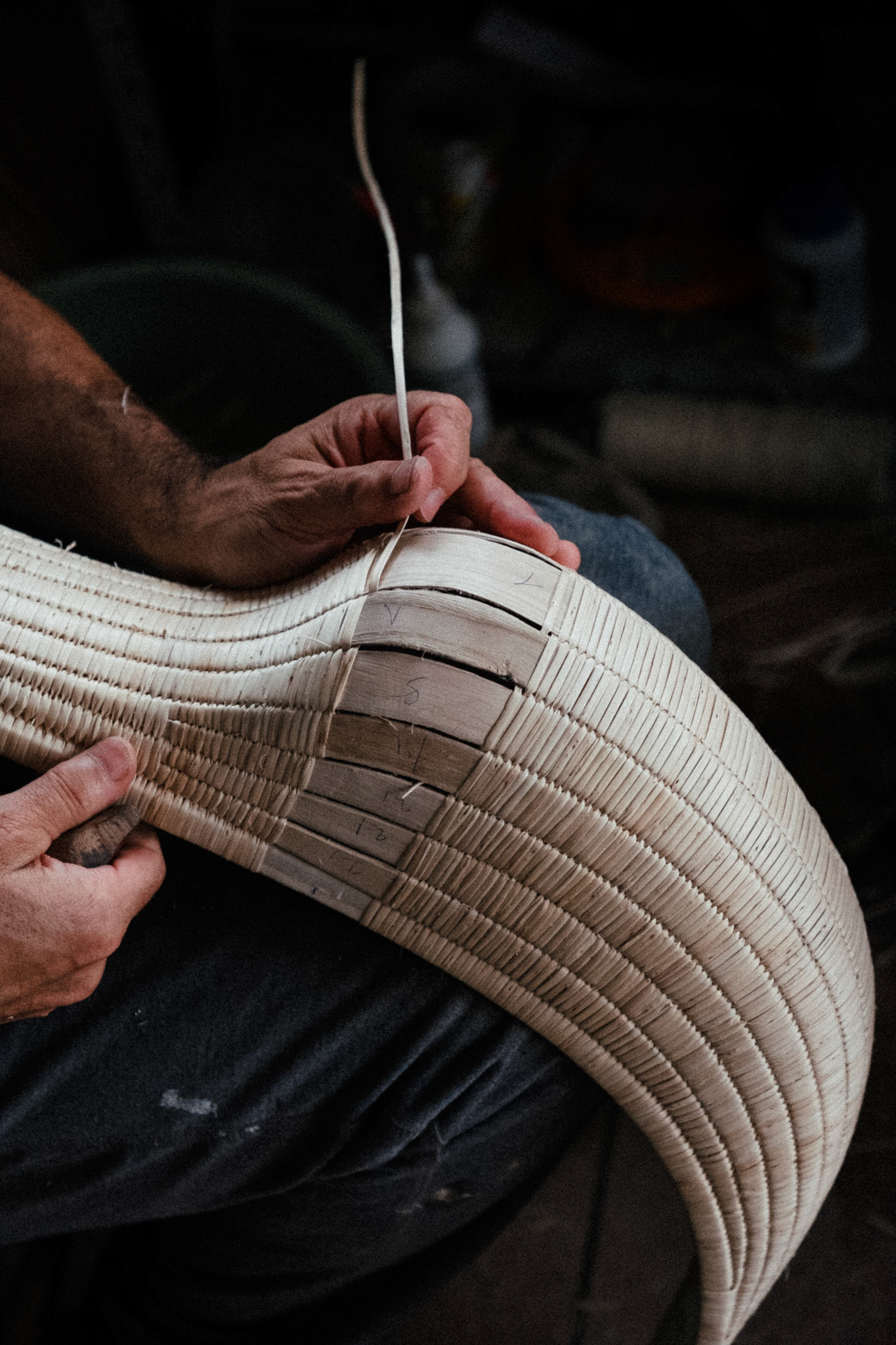France, Bayonne, 2023-06-15. Basque pelota, a history of transmission in a sport with a long tradition. Discover the diversity of pelota with female players et with the French team's handi pelota section. Laurent Sorozabal, Cesta Punta coach at Biarritz Athletic Club, makes his own chisteras for the club. Photograph by romain de sigalas / hans lucas. France, bayonne, 2023-06-15. La pelote Basque, une histoire de transmission dans un sport de longue tradition. A la rencontre de la diversite de la pelote avec les joueuses et egalement la section handi pelote de l equipe de France. Laurent Sorozabal, entraineur de Cesta Punta au Biarritz Athletic Club fabrique lui meme ses chisteras pour le club. Photographie de romain de sigalas / hans lucas.