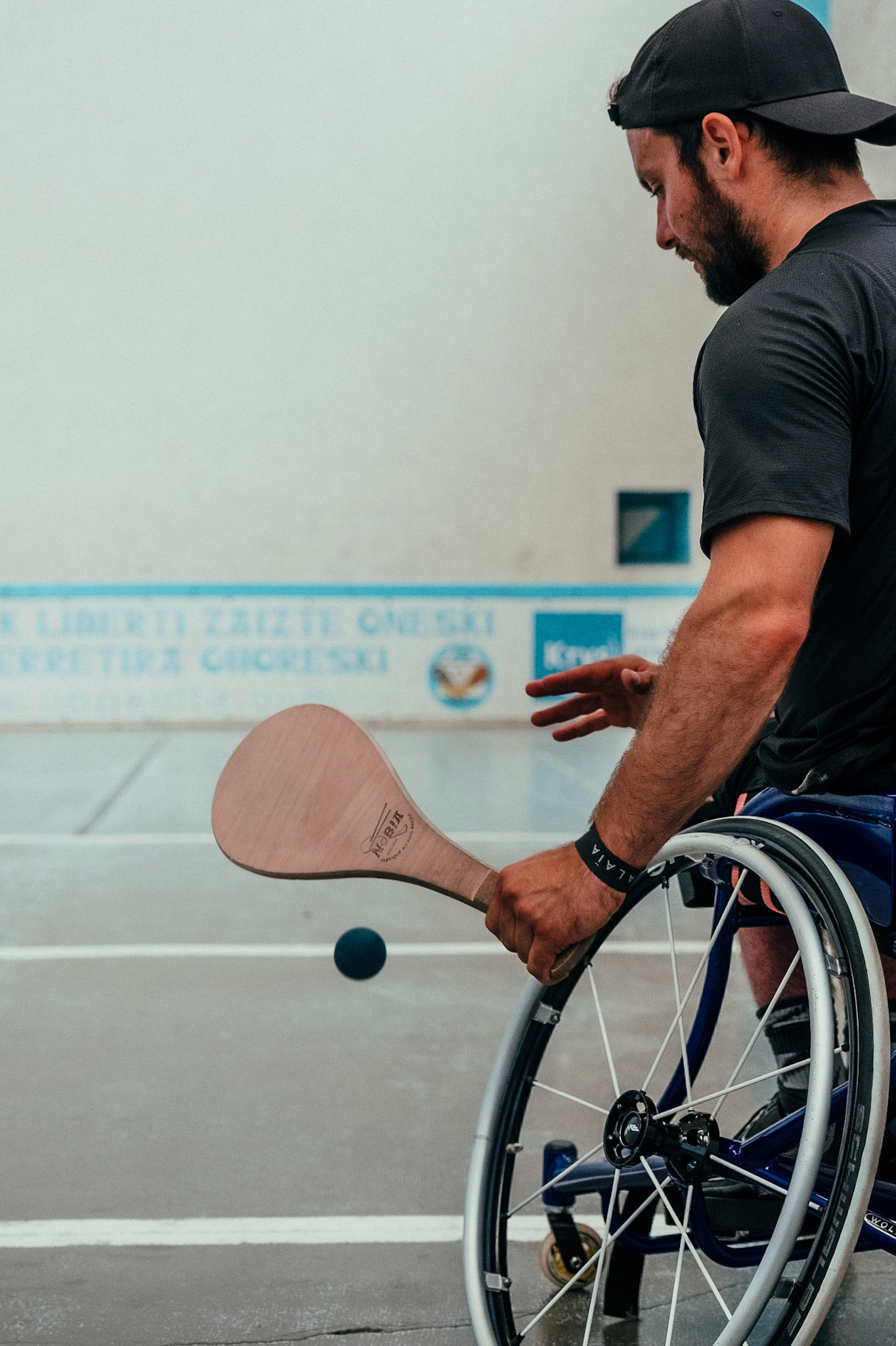 France, Bayonne, 2023-06-15. Basque pelota, a history of transmission in a sport with a long tradition. Discover the diversity of pelota with female players et with the French team's handi pelota section. For the moment, the palas are still made of wood, but soon carbon palas will be tested to reduce their weigh. Photograph by romain de sigalas / hans lucas. France, bayonne, 2023-06-15. La pelote Basque, une histoire de transmission dans un sport de longue tradition. A la rencontre de la diversite de la pelote avec les joueuses et egalement la section handi pelote de l equipe de France. Pour l instant les palas sont encore en bois mais bientot des palas en carbonne seront testes afin de reduire le poid de cette derniere. Photographie de romain de sigalas / hans lucas.