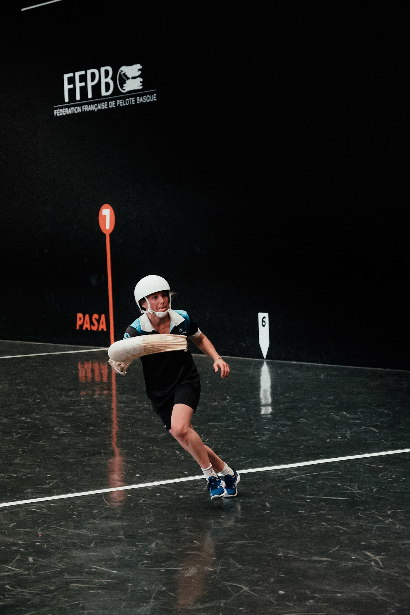 France, Bayonne, 2023-06-15. Basque pelota, a history of transmission in a sport with a long tradition. Discover the diversity of pelota with female players et with the French team's handi pelota section. Laureline Cariteau, 35, is one of France s leading Cesta Punta players. She finished 5th at the last World Championships in Biarritz in 2022. It was the first time in Biarritz that girls were present at the Cesta Punta. This is not the most accessible of Basque pelota disciplines for girls. In France, the Jai-alai is 54 meters long, but the one in Mexico City is 60 meters long. Girls can t hit the back wall directly with their pelota. Not to mention the fact that there are only 7 Jai-alai in France, which naturally limits practice. Photograph by romain de sigalas / hans lucas. France, bayonne, 2023-06-15. La pelote Basque, une histoire de transmission dans un sport de longue tradition. A la rencontre de la diversite de la pelote avec les joueuses et egalement la section handi pelote de l equipe de France. Laureline Cariteau, 35 ans est une des premières joueuse française de Cesta Punta. Elle a termine 5ème des derniers championnats du monde de 2022 a Biarritz. C etait la premiere fois à Biarritz que les filles étaitent presentes a la Cesta Punta. Ce n est pas la discipline de pelote Basque, la plus accessible pour les filles. En effet en France les Jai-alai atteignent 54 métres, en revanche celui de Mexico fait 60 m. Les filles ne peuvent pas touchées le mur du fond directement avec la pelote. Sans compter qu il existe que 7 Jai-alai en France, ce qui naturellement limite la pratique. Photographie de romain de sigalas / hans lucas.