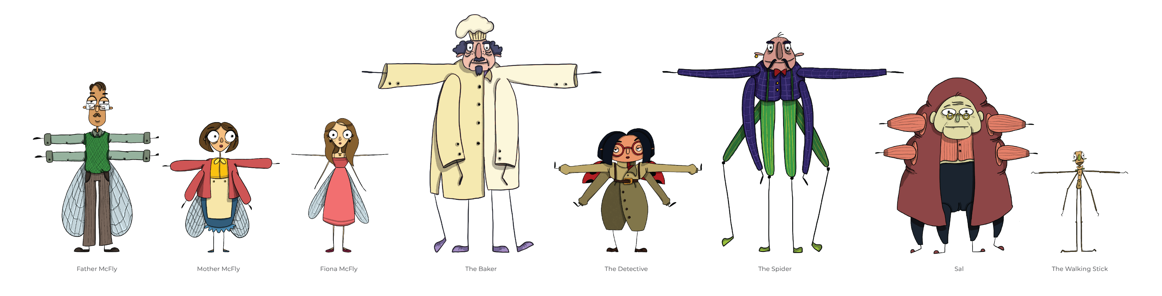 Character Designs for my first self-written short, an adaptation of Spider and the Fly